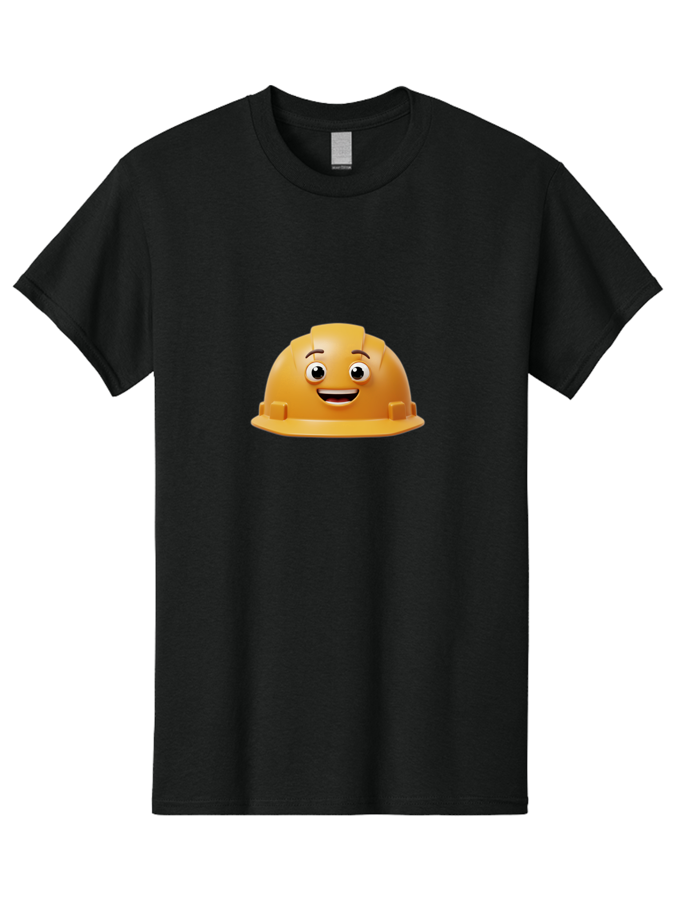 Smiling-Hard-Hat Men'S Graphic Tee, 100% Cotton, Comfortable Casual Summer Wear, Machine Washable, Safety Helmet, Hard Hat, Cartoon Character, Smiling Face, Construction Worker, Occupational Safety, Protective Gear, 3D Illustration Bad644