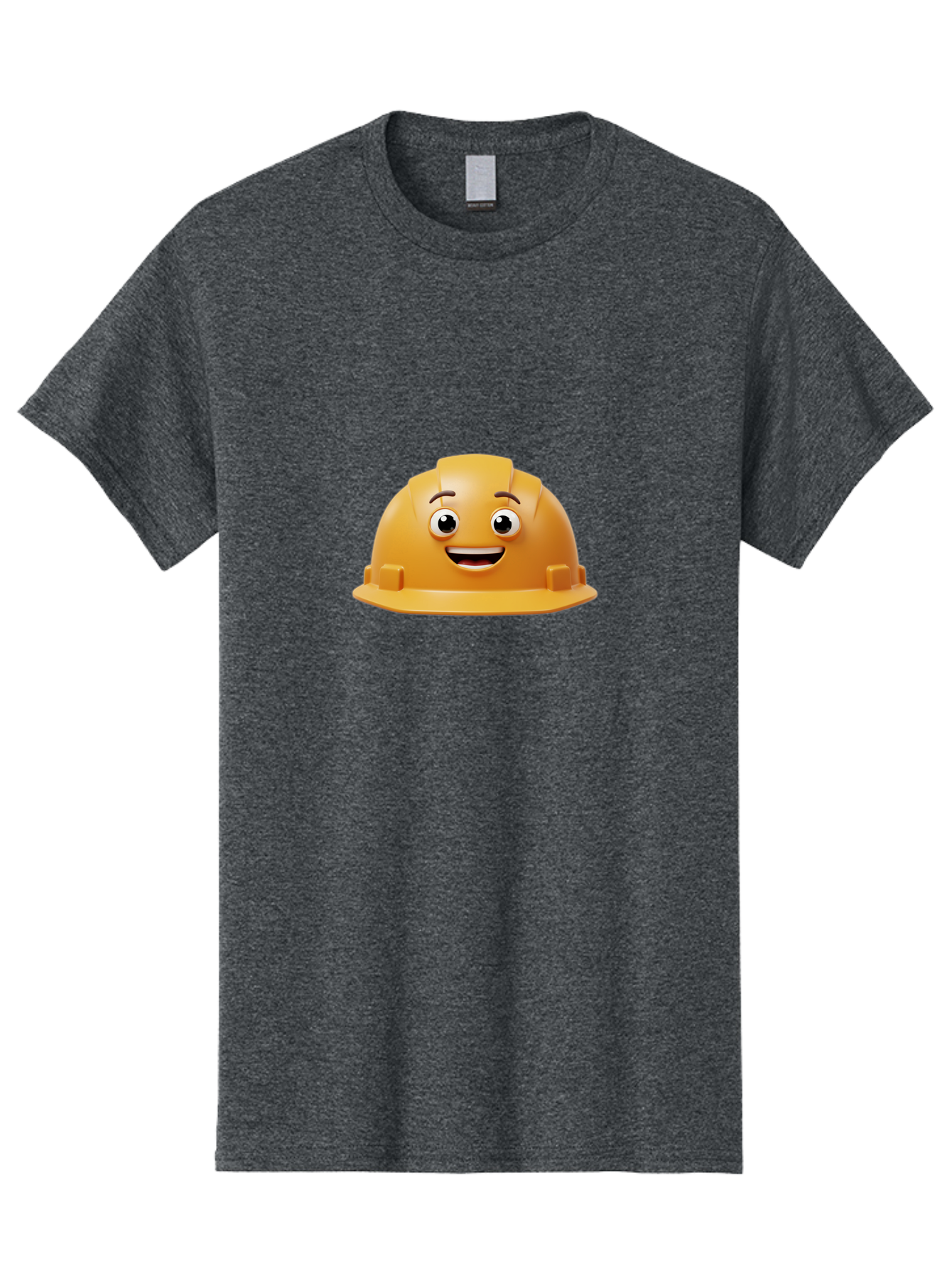 Smiling-Hard-Hat Men'S Graphic Tee, 100% Cotton, Comfortable Casual Summer Wear, Machine Washable, Safety Helmet, Hard Hat, Cartoon Character, Smiling Face, Construction Worker, Occupational Safety, Protective Gear, 3D Illustration Bad644