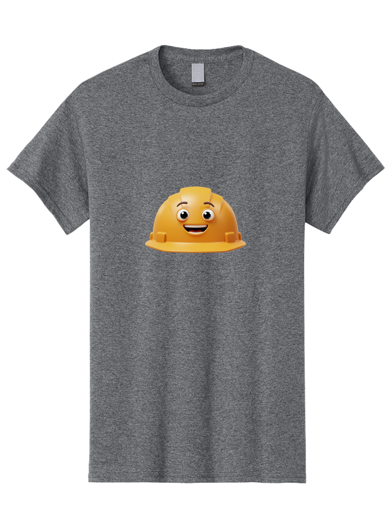 Smiling-Hard-Hat Men'S Graphic Tee, 100% Cotton, Comfortable Casual Summer Wear, Machine Washable, Safety Helmet, Hard Hat, Cartoon Character, Smiling Face, Construction Worker, Occupational Safety, Protective Gear, 3D Illustration Bad644