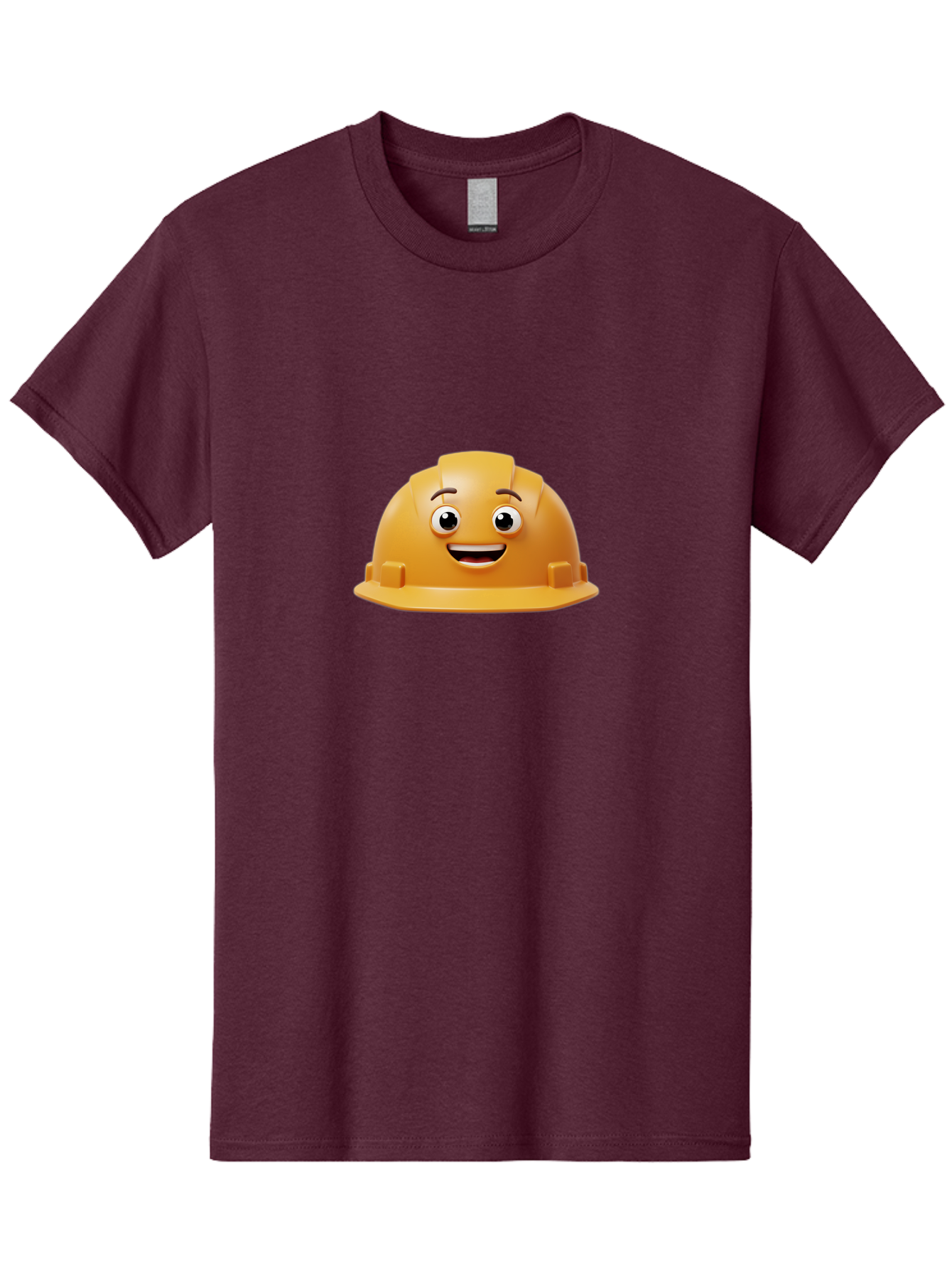 Smiling-Hard-Hat Men'S Graphic Tee, 100% Cotton, Comfortable Casual Summer Wear, Machine Washable, Safety Helmet, Hard Hat, Cartoon Character, Smiling Face, Construction Worker, Occupational Safety, Protective Gear, 3D Illustration Bad644