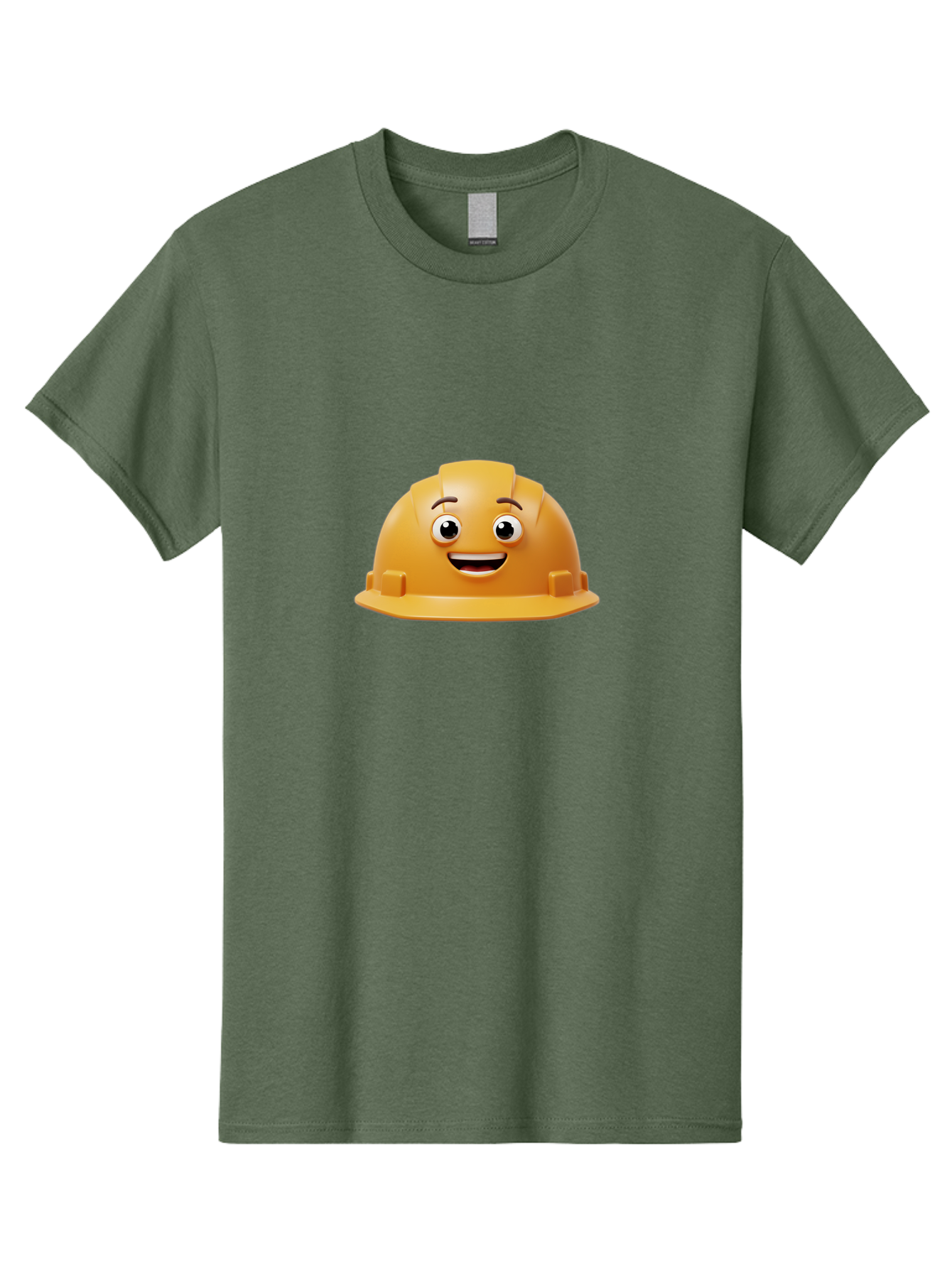 Smiling-Hard-Hat Men'S Graphic Tee, 100% Cotton, Comfortable Casual Summer Wear, Machine Washable, Safety Helmet, Hard Hat, Cartoon Character, Smiling Face, Construction Worker, Occupational Safety, Protective Gear, 3D Illustration Bad644