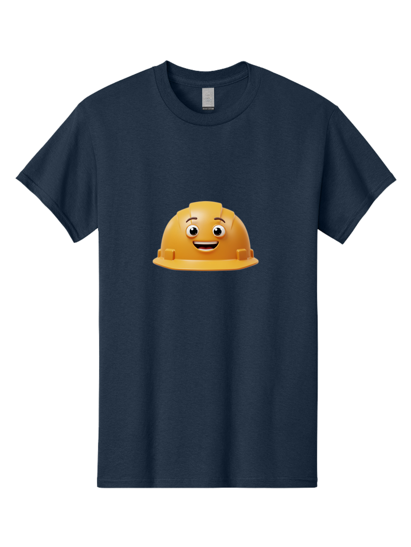 Smiling-Hard-Hat Men'S Graphic Tee, 100% Cotton, Comfortable Casual Summer Wear, Machine Washable, Safety Helmet, Hard Hat, Cartoon Character, Smiling Face, Construction Worker, Occupational Safety, Protective Gear, 3D Illustration Bad644