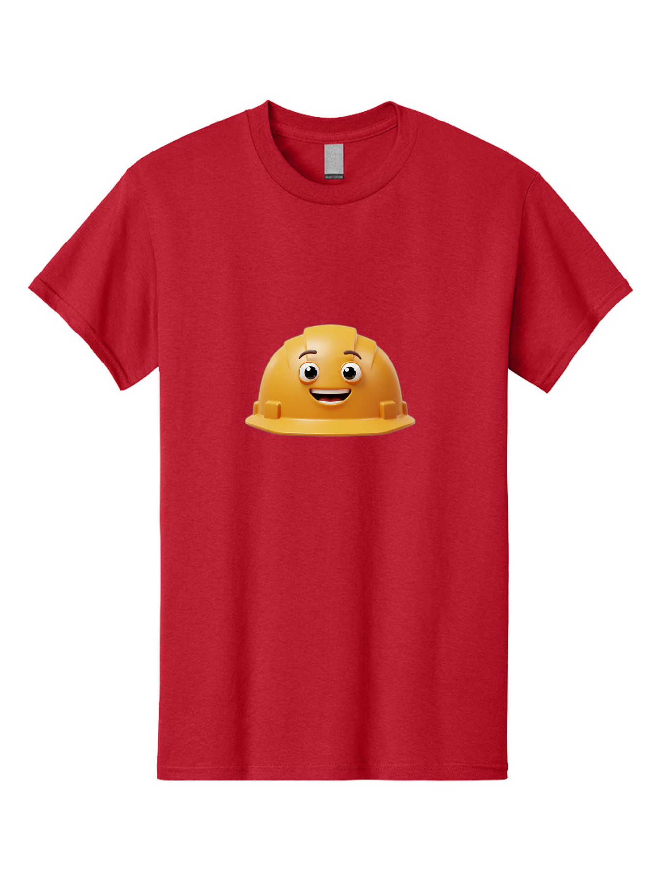 Smiling-Hard-Hat Men'S Graphic Tee, 100% Cotton, Comfortable Casual Summer Wear, Machine Washable, Safety Helmet, Hard Hat, Cartoon Character, Smiling Face, Construction Worker, Occupational Safety, Protective Gear, 3D Illustration Bad644