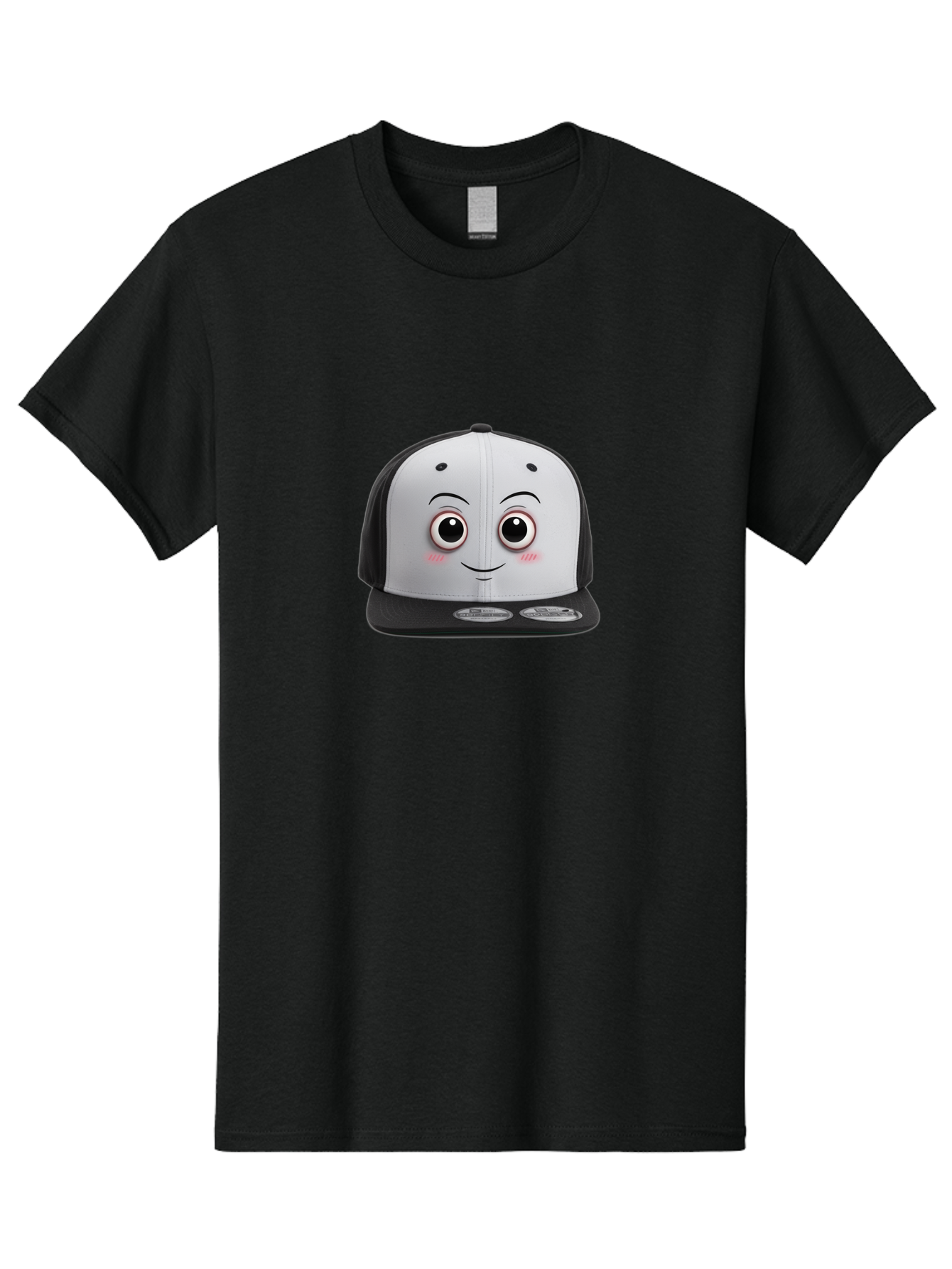 Smiling-Hat Men'S Graphic Tee, 100% Cotton, Comfortable Casual Summer Wear, Machine Washable, Thomas The Tank Engine Hat, Train-Themed Apparel, Black And White Baseball Cap, Cartoon Character Hat, Adorable Face, Eye-Catching Design, Bad645