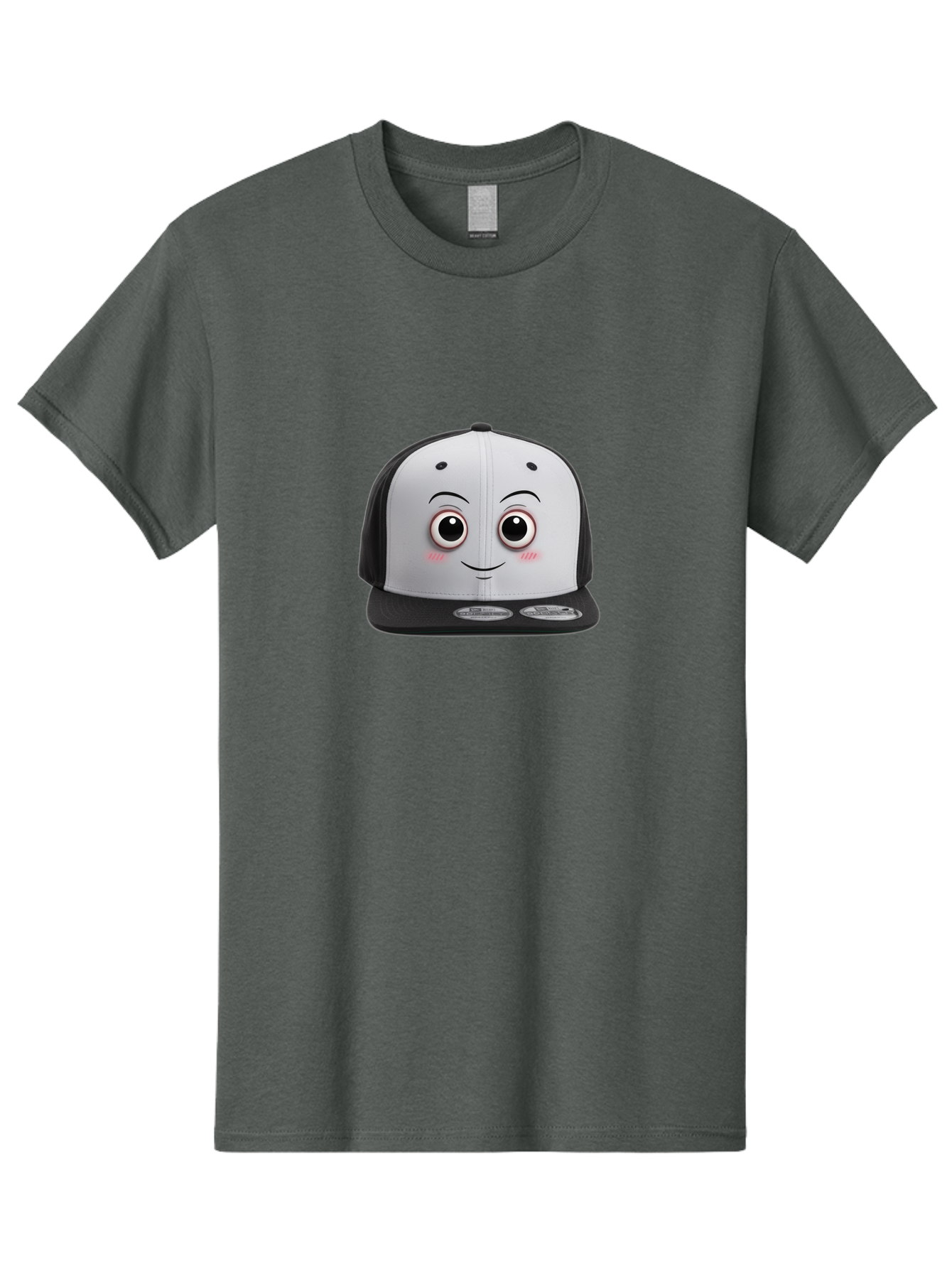 Smiling-Hat Men'S Graphic Tee, 100% Cotton, Comfortable Casual Summer Wear, Machine Washable, Thomas The Tank Engine Hat, Train-Themed Apparel, Black And White Baseball Cap, Cartoon Character Hat, Adorable Face, Eye-Catching Design, Bad645