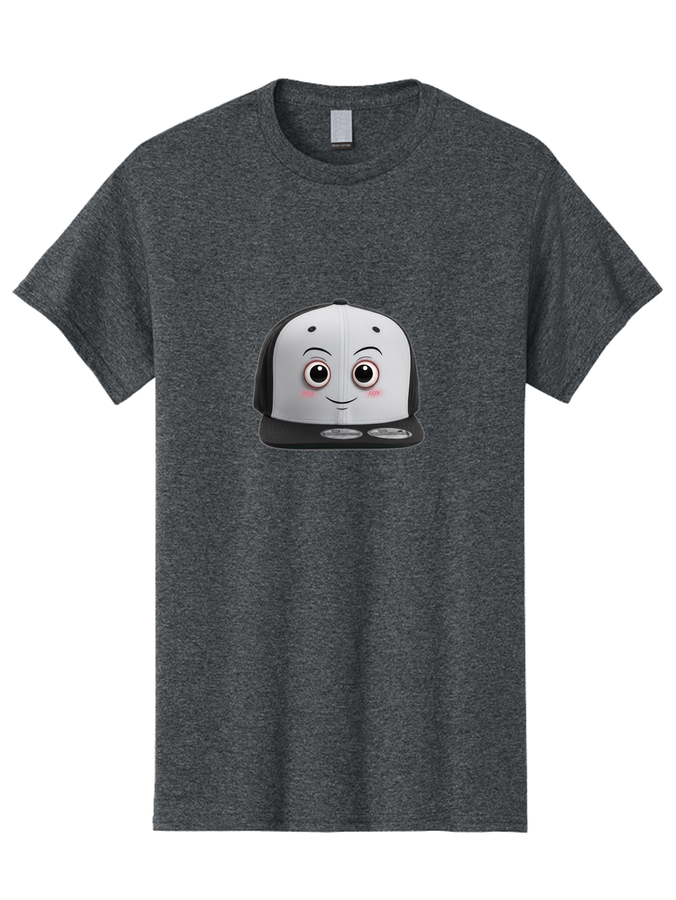 Smiling-Hat Men'S Graphic Tee, 100% Cotton, Comfortable Casual Summer Wear, Machine Washable, Thomas The Tank Engine Hat, Train-Themed Apparel, Black And White Baseball Cap, Cartoon Character Hat, Adorable Face, Eye-Catching Design, Bad645