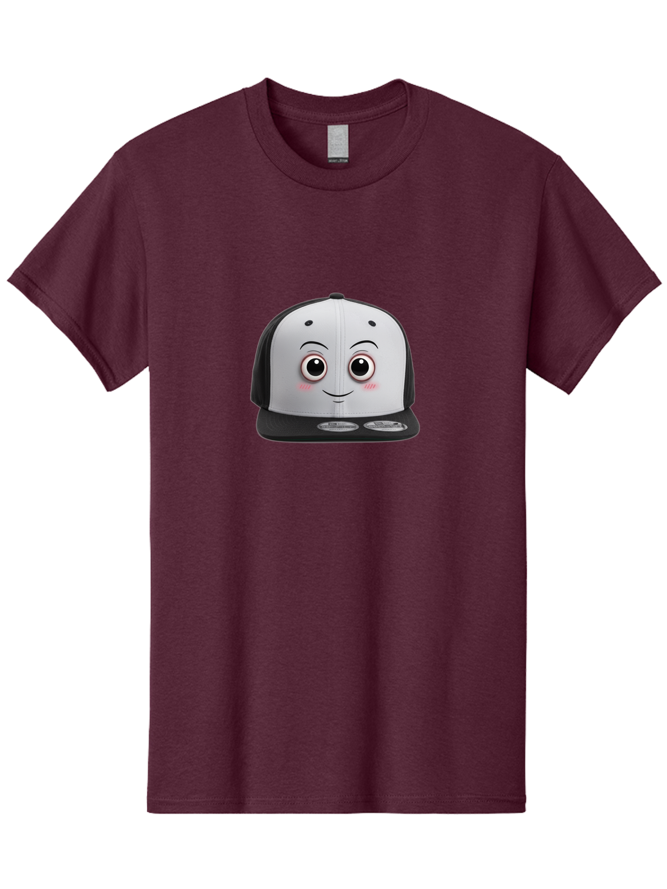 Smiling-Hat Men'S Graphic Tee, 100% Cotton, Comfortable Casual Summer Wear, Machine Washable, Thomas The Tank Engine Hat, Train-Themed Apparel, Black And White Baseball Cap, Cartoon Character Hat, Adorable Face, Eye-Catching Design, Bad645