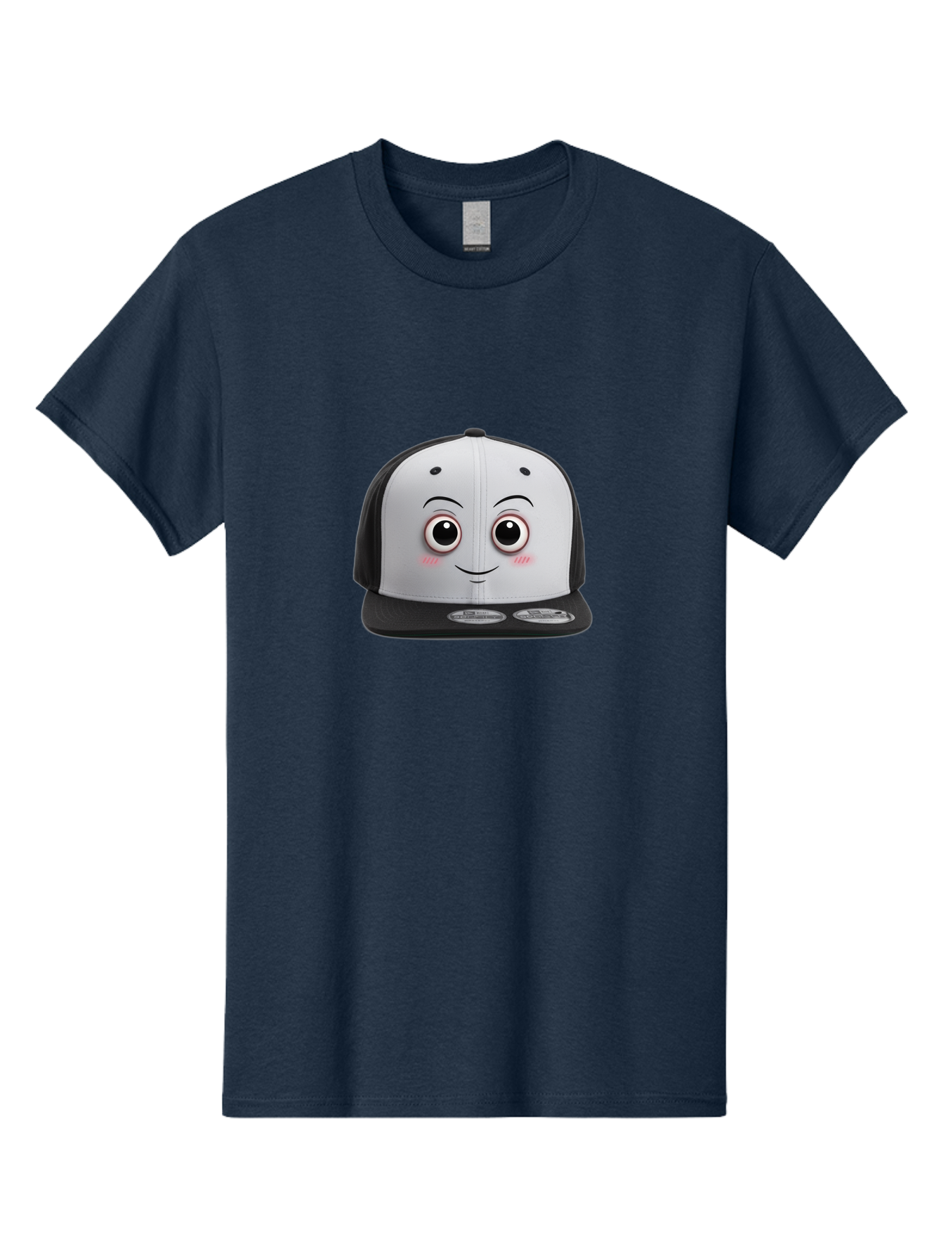 Smiling-Hat Men'S Graphic Tee, 100% Cotton, Comfortable Casual Summer Wear, Machine Washable, Thomas The Tank Engine Hat, Train-Themed Apparel, Black And White Baseball Cap, Cartoon Character Hat, Adorable Face, Eye-Catching Design, Bad645