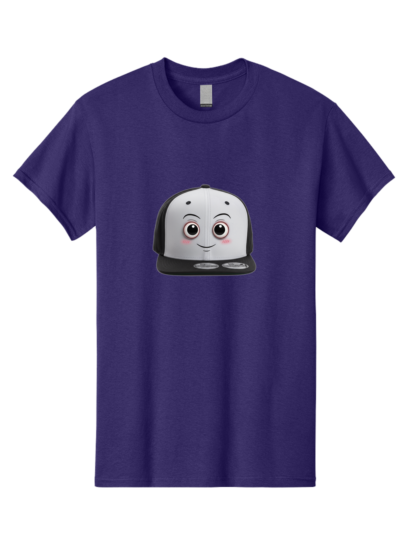 Smiling-Hat Men'S Graphic Tee, 100% Cotton, Comfortable Casual Summer Wear, Machine Washable, Thomas The Tank Engine Hat, Train-Themed Apparel, Black And White Baseball Cap, Cartoon Character Hat, Adorable Face, Eye-Catching Design, Bad645