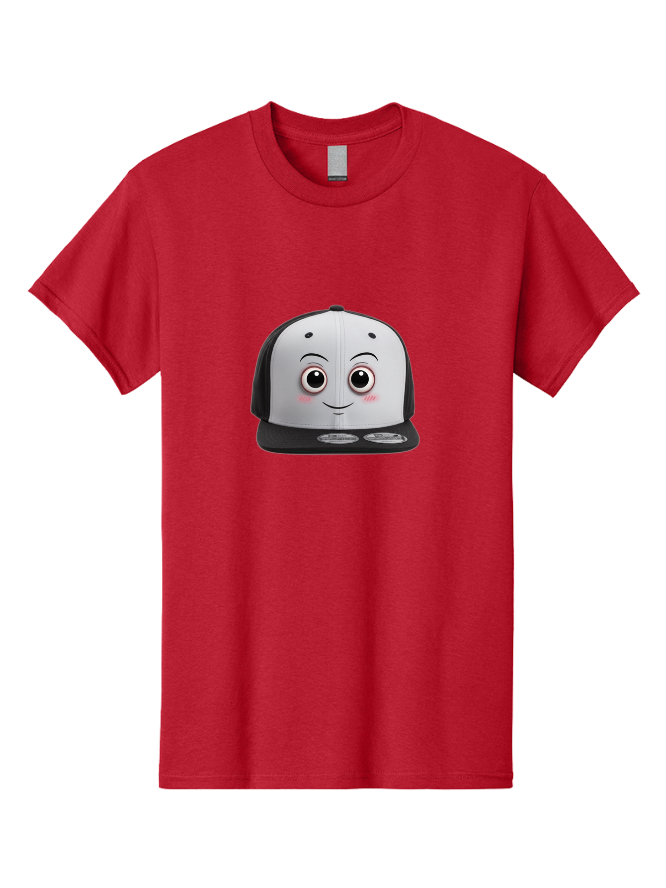 Smiling-Hat Men'S Graphic Tee, 100% Cotton, Comfortable Casual Summer Wear, Machine Washable, Thomas The Tank Engine Hat, Train-Themed Apparel, Black And White Baseball Cap, Cartoon Character Hat, Adorable Face, Eye-Catching Design, Bad645