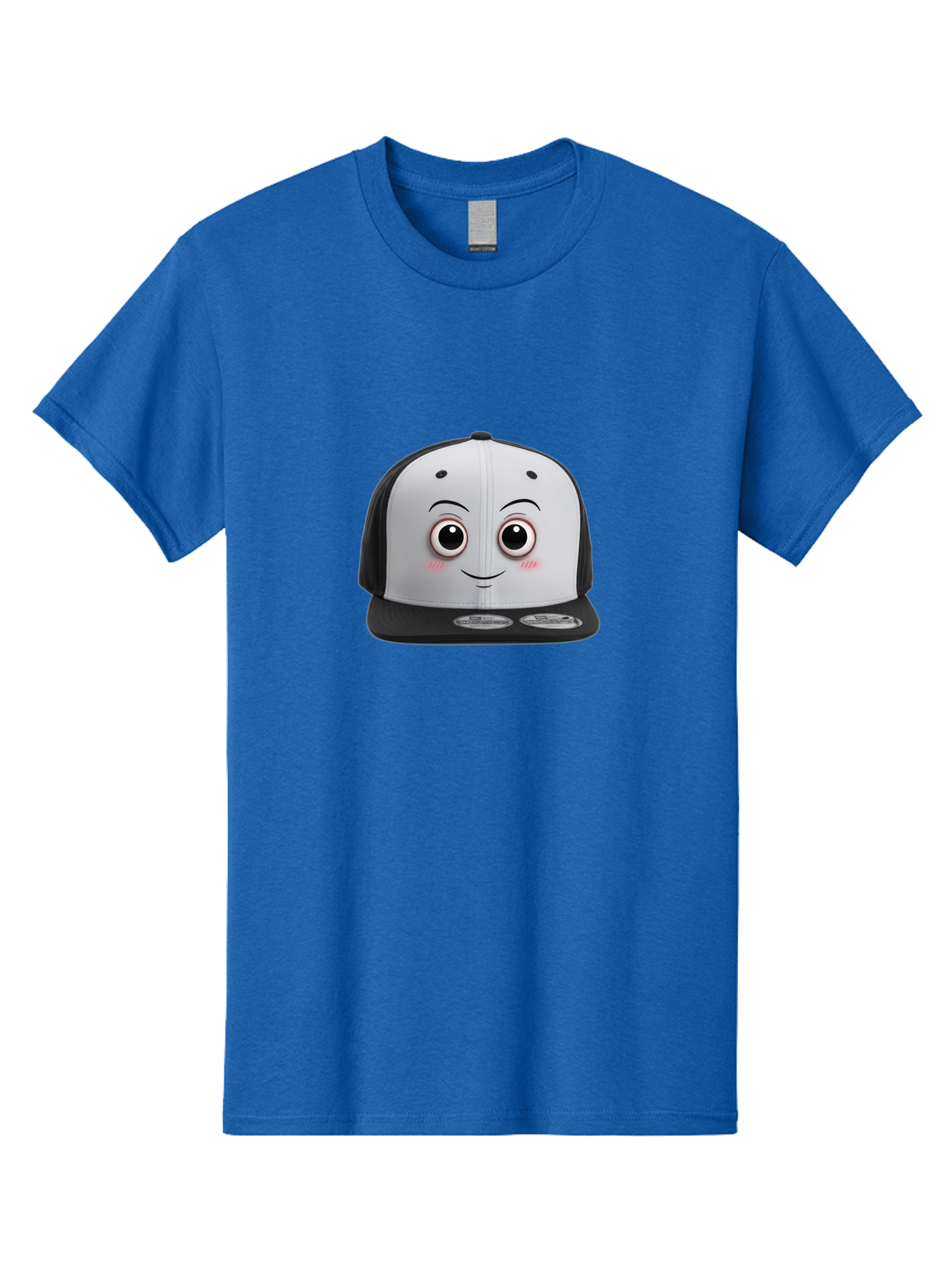 Smiling-Hat Men'S Graphic Tee, 100% Cotton, Comfortable Casual Summer Wear, Machine Washable, Thomas The Tank Engine Hat, Train-Themed Apparel, Black And White Baseball Cap, Cartoon Character Hat, Adorable Face, Eye-Catching Design, Bad645