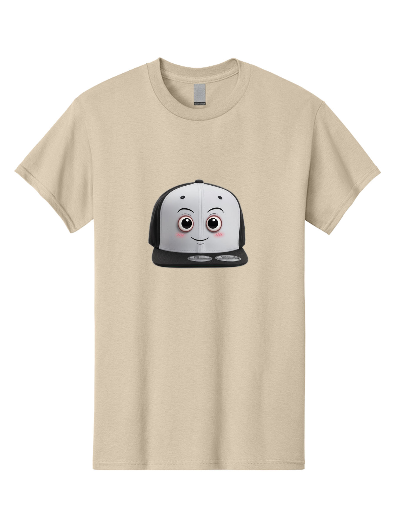 Smiling-Hat Men'S Graphic Tee, 100% Cotton, Comfortable Casual Summer Wear, Machine Washable, Thomas The Tank Engine Hat, Train-Themed Apparel, Black And White Baseball Cap, Cartoon Character Hat, Adorable Face, Eye-Catching Design, Bad645