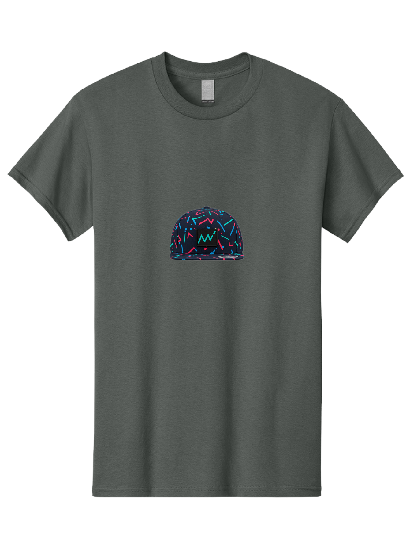 Snapback-Hat Men'S Graphic Tee, 100% Cotton, Comfortable Casual Summer Wear, Machine Washable, Nike Baseball Cap, Neon Lights Pattern, Pink And Blue Accents, Modern Fashion, Streetwear Style, Trendy Accessories, Sporty Chic, Vibrant Colors, Bad653
