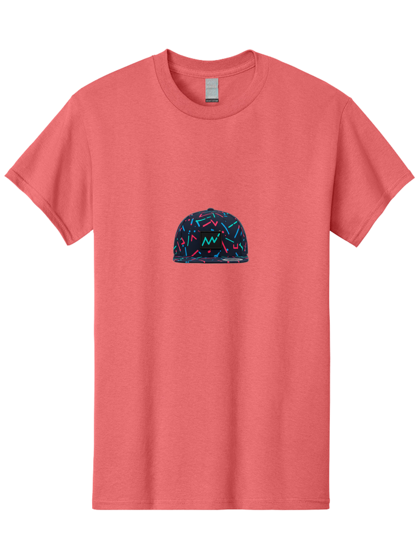 Snapback-Hat Men'S Graphic Tee, 100% Cotton, Comfortable Casual Summer Wear, Machine Washable, Nike Baseball Cap, Neon Lights Pattern, Pink And Blue Accents, Modern Fashion, Streetwear Style, Trendy Accessories, Sporty Chic, Vibrant Colors, Bad653