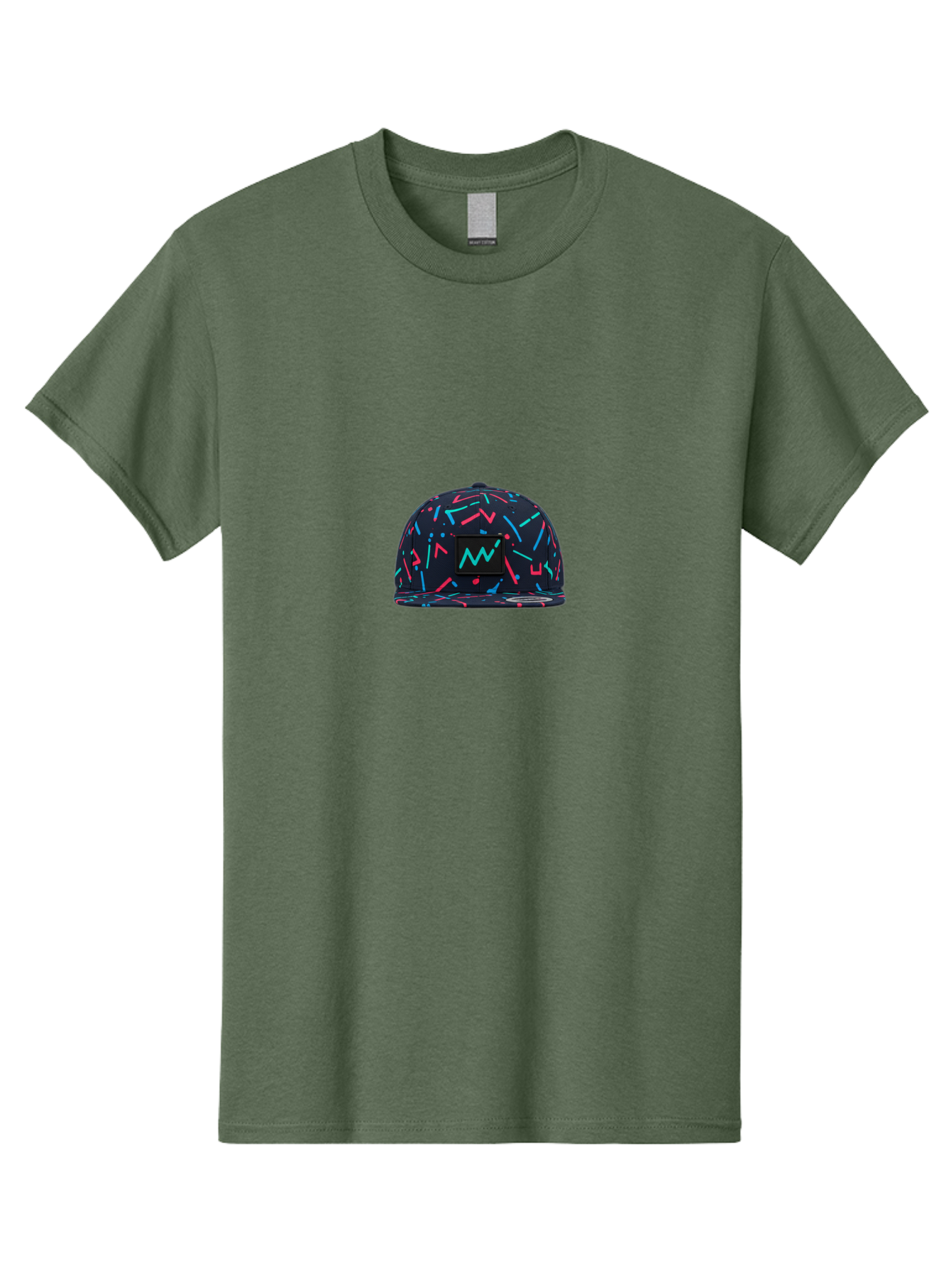 Snapback-Hat Men'S Graphic Tee, 100% Cotton, Comfortable Casual Summer Wear, Machine Washable, Nike Baseball Cap, Neon Lights Pattern, Pink And Blue Accents, Modern Fashion, Streetwear Style, Trendy Accessories, Sporty Chic, Vibrant Colors, Bad653