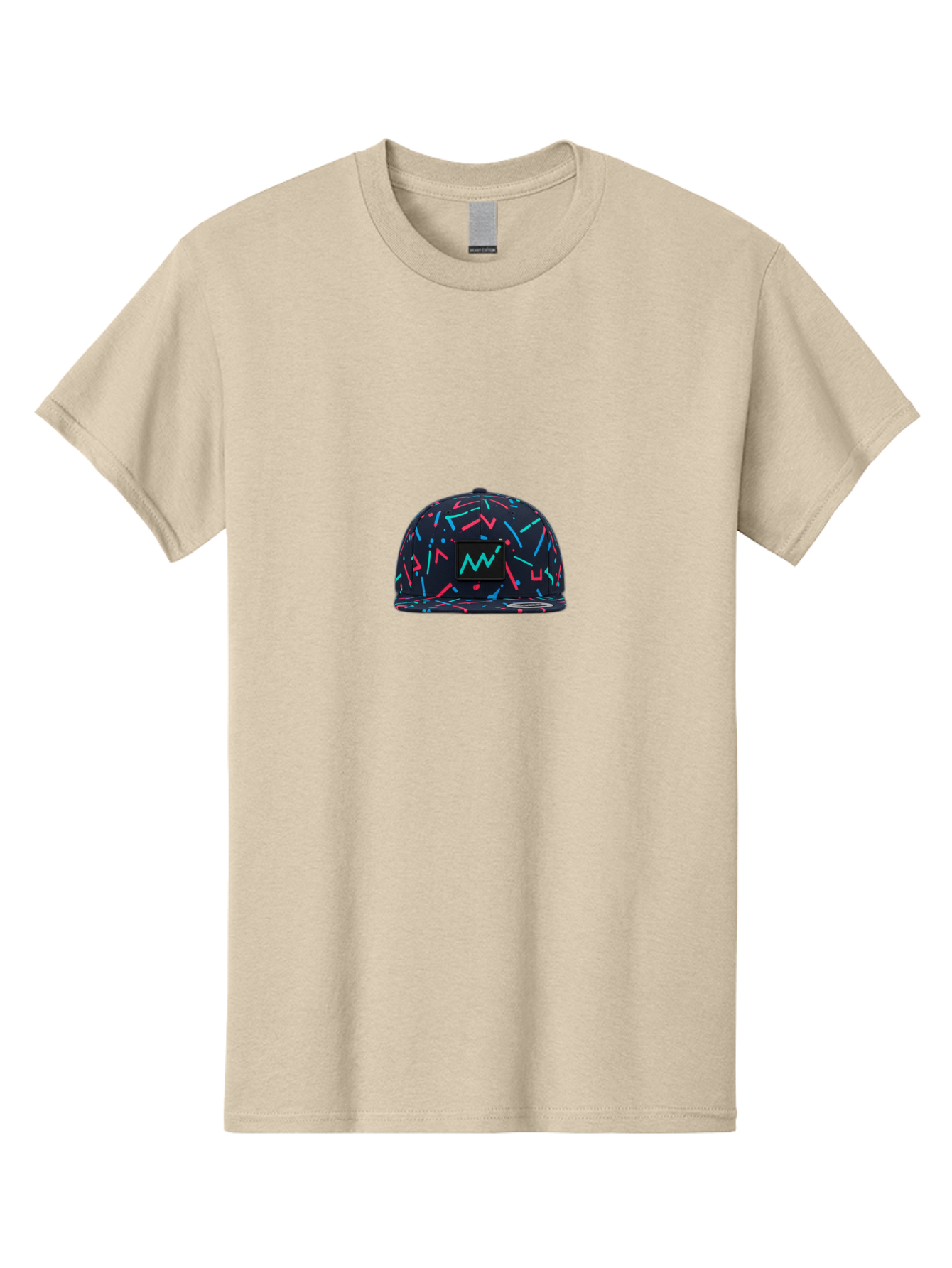 Snapback-Hat Men'S Graphic Tee, 100% Cotton, Comfortable Casual Summer Wear, Machine Washable, Nike Baseball Cap, Neon Lights Pattern, Pink And Blue Accents, Modern Fashion, Streetwear Style, Trendy Accessories, Sporty Chic, Vibrant Colors, Bad653