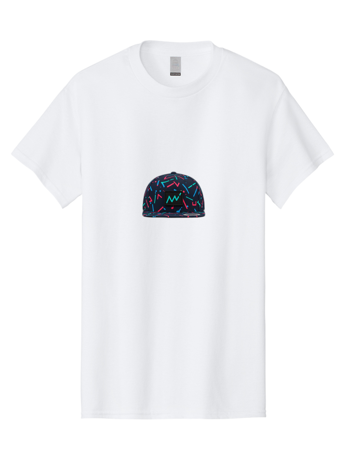Snapback-Hat Men'S Graphic Tee, 100% Cotton, Comfortable Casual Summer Wear, Machine Washable, Nike Baseball Cap, Neon Lights Pattern, Pink And Blue Accents, Modern Fashion, Streetwear Style, Trendy Accessories, Sporty Chic, Vibrant Colors, Bad653