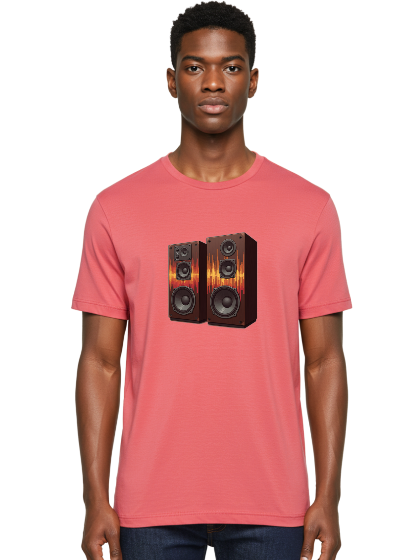 Sound-Wave-Speakers Men'S Graphic Tee, 100% Cotton, Comfortable Casual Summer Wear, Machine Washable, High-Quality Speakers, Home Audio System, Sound Wave Design, Speaker Cabinets, Audio Equipment, Music Lovers, Sound Technology, Bad656