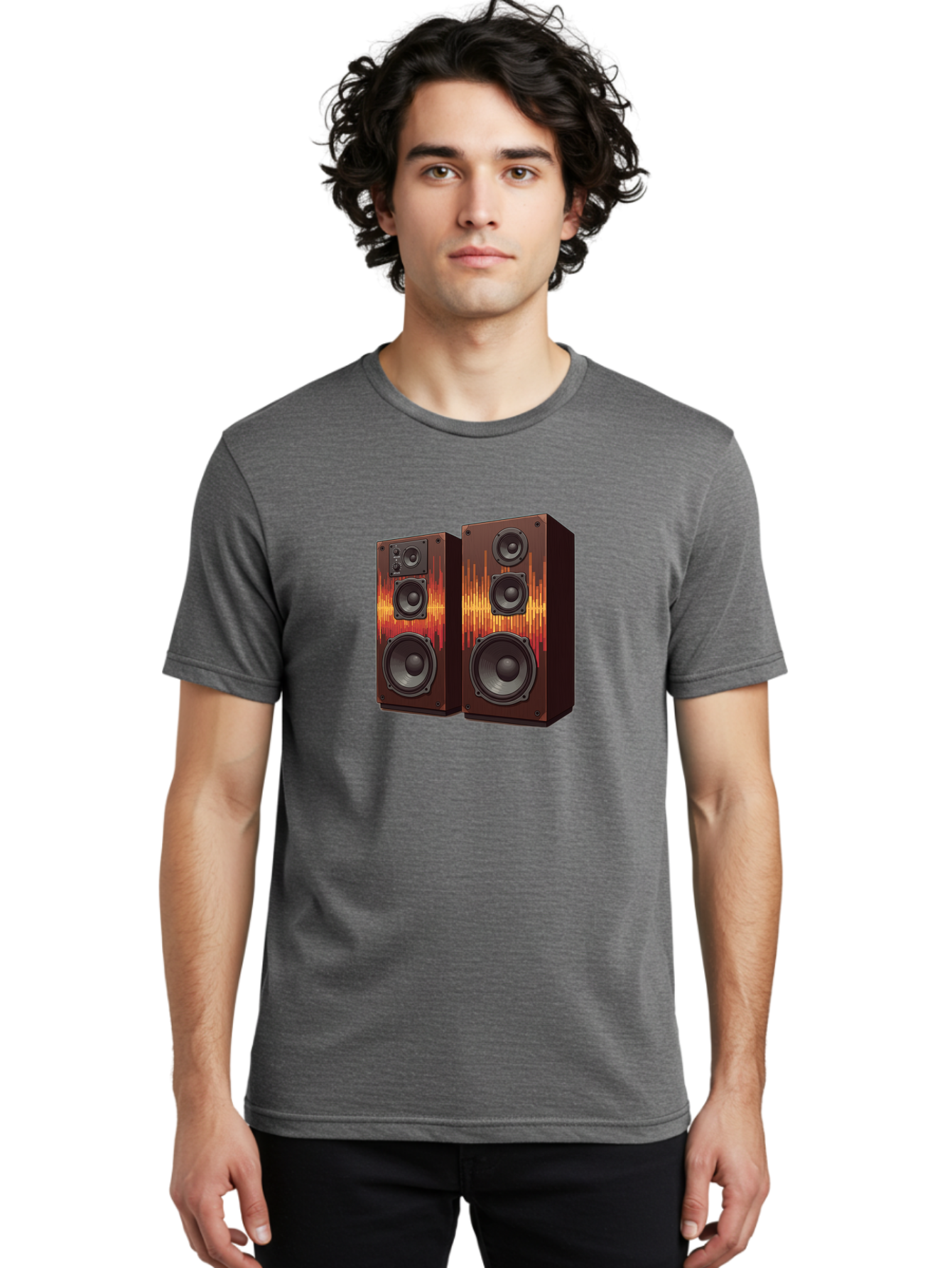 Sound-Wave-Speakers Men'S Graphic Tee, 100% Cotton, Comfortable Casual Summer Wear, Machine Washable, High-Quality Speakers, Home Audio System, Sound Wave Design, Speaker Cabinets, Audio Equipment, Music Lovers, Sound Technology, Bad656