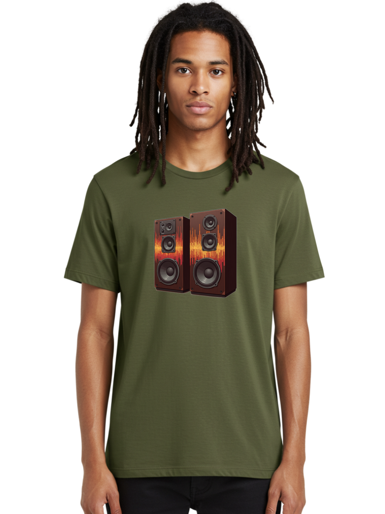 Sound-Wave-Speakers Men'S Graphic Tee, 100% Cotton, Comfortable Casual Summer Wear, Machine Washable, High-Quality Speakers, Home Audio System, Sound Wave Design, Speaker Cabinets, Audio Equipment, Music Lovers, Sound Technology, Bad656