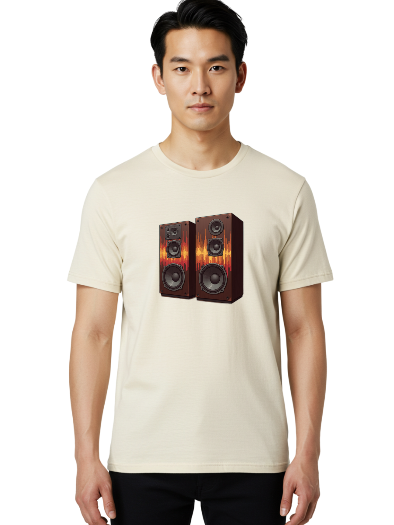 Sound-Wave-Speakers Men'S Graphic Tee, 100% Cotton, Comfortable Casual Summer Wear, Machine Washable, High-Quality Speakers, Home Audio System, Sound Wave Design, Speaker Cabinets, Audio Equipment, Music Lovers, Sound Technology, Bad656