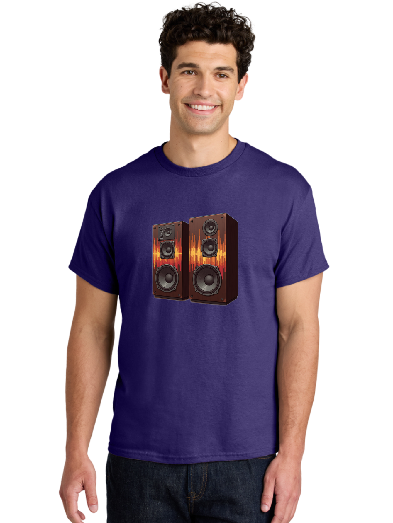 Sound-Wave-Speakers Men'S Graphic Tee, 100% Cotton, Comfortable Casual Summer Wear, Machine Washable, High-Quality Speakers, Home Audio System, Sound Wave Design, Speaker Cabinets, Audio Equipment, Music Lovers, Sound Technology, Bad656