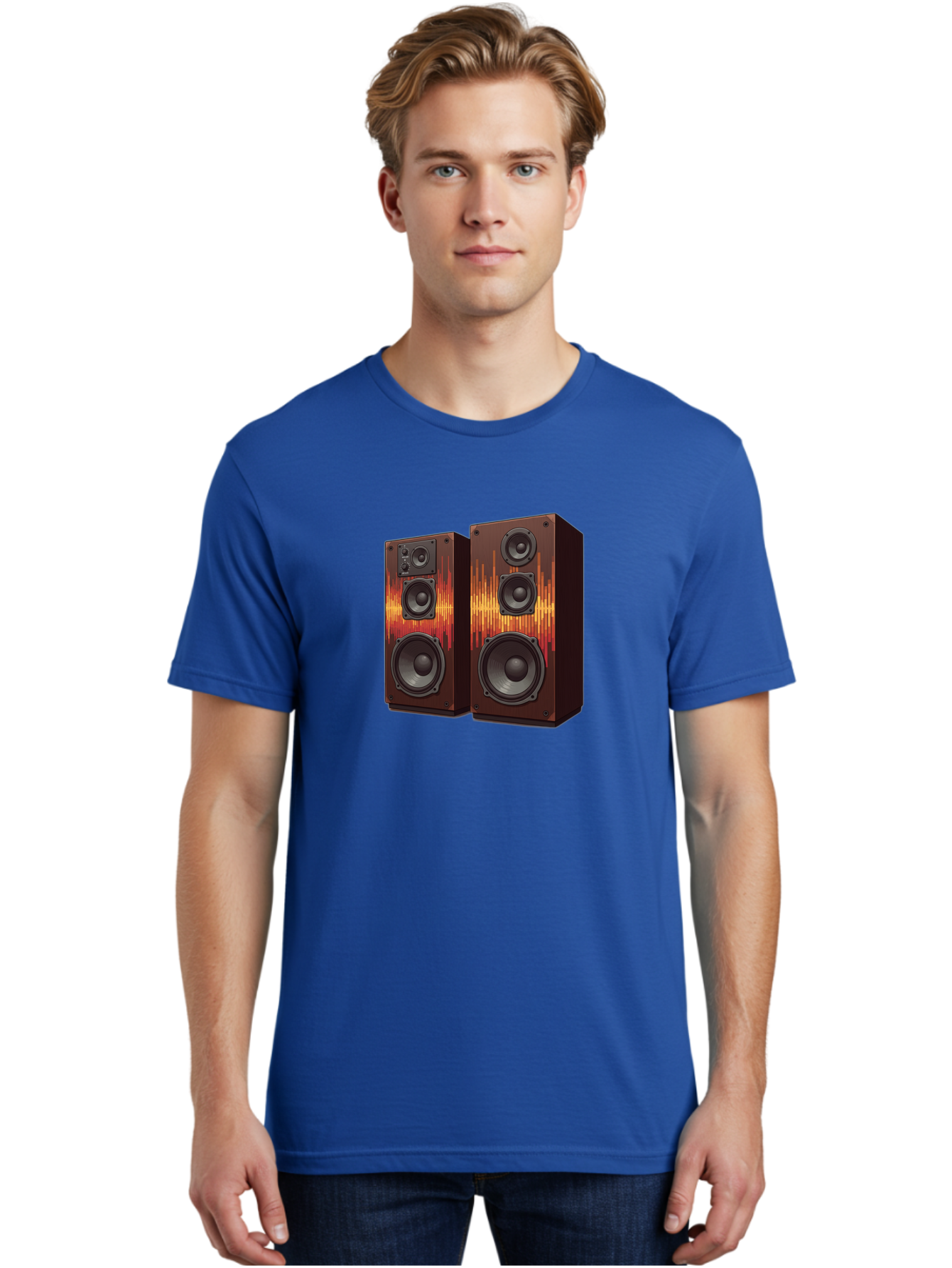 Sound-Wave-Speakers Men'S Graphic Tee, 100% Cotton, Comfortable Casual Summer Wear, Machine Washable, High-Quality Speakers, Home Audio System, Sound Wave Design, Speaker Cabinets, Audio Equipment, Music Lovers, Sound Technology, Bad656