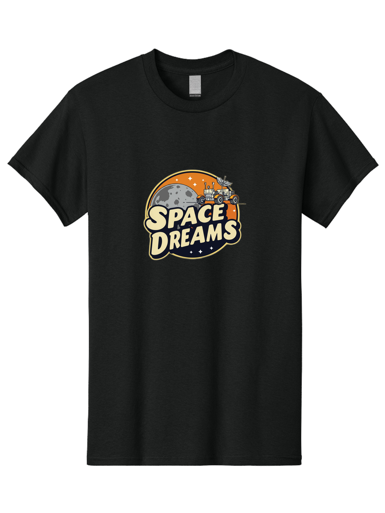 Space-Dreams-2 Men'S Graphic Tee, 100% Cotton, Comfortable Casual Summer Wear, Machine Washable, Vintage-Style Space Truck, Lunar Exploration, Space Travel, Retro-Futuristic Design, Celestial Adventure, Moon Landscape, Tractor In Space, Stars, Bad658
