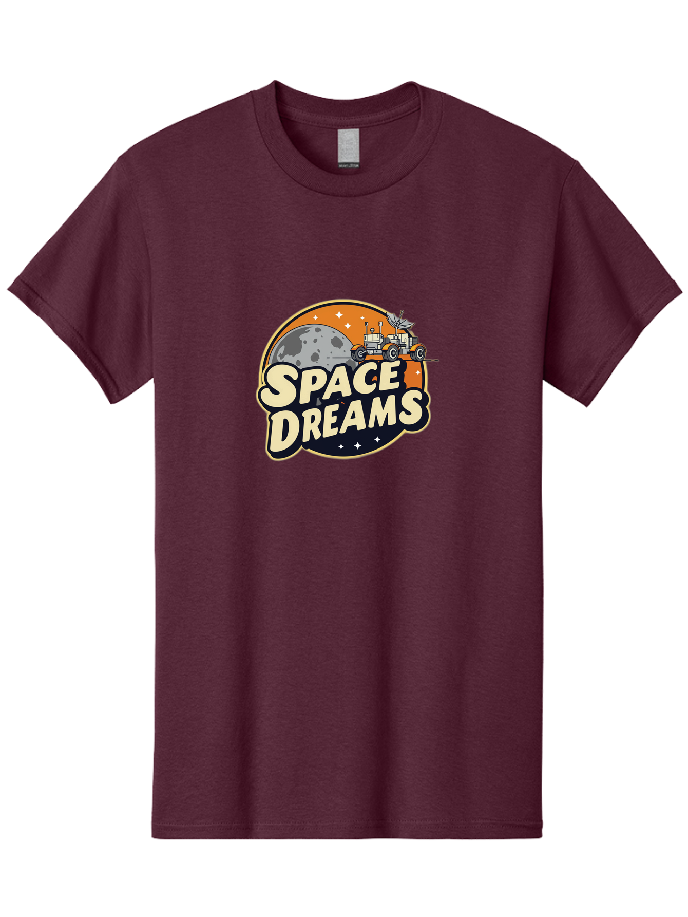 Space-Dreams-2 Men'S Graphic Tee, 100% Cotton, Comfortable Casual Summer Wear, Machine Washable, Vintage-Style Space Truck, Lunar Exploration, Space Travel, Retro-Futuristic Design, Celestial Adventure, Moon Landscape, Tractor In Space, Stars, Bad658