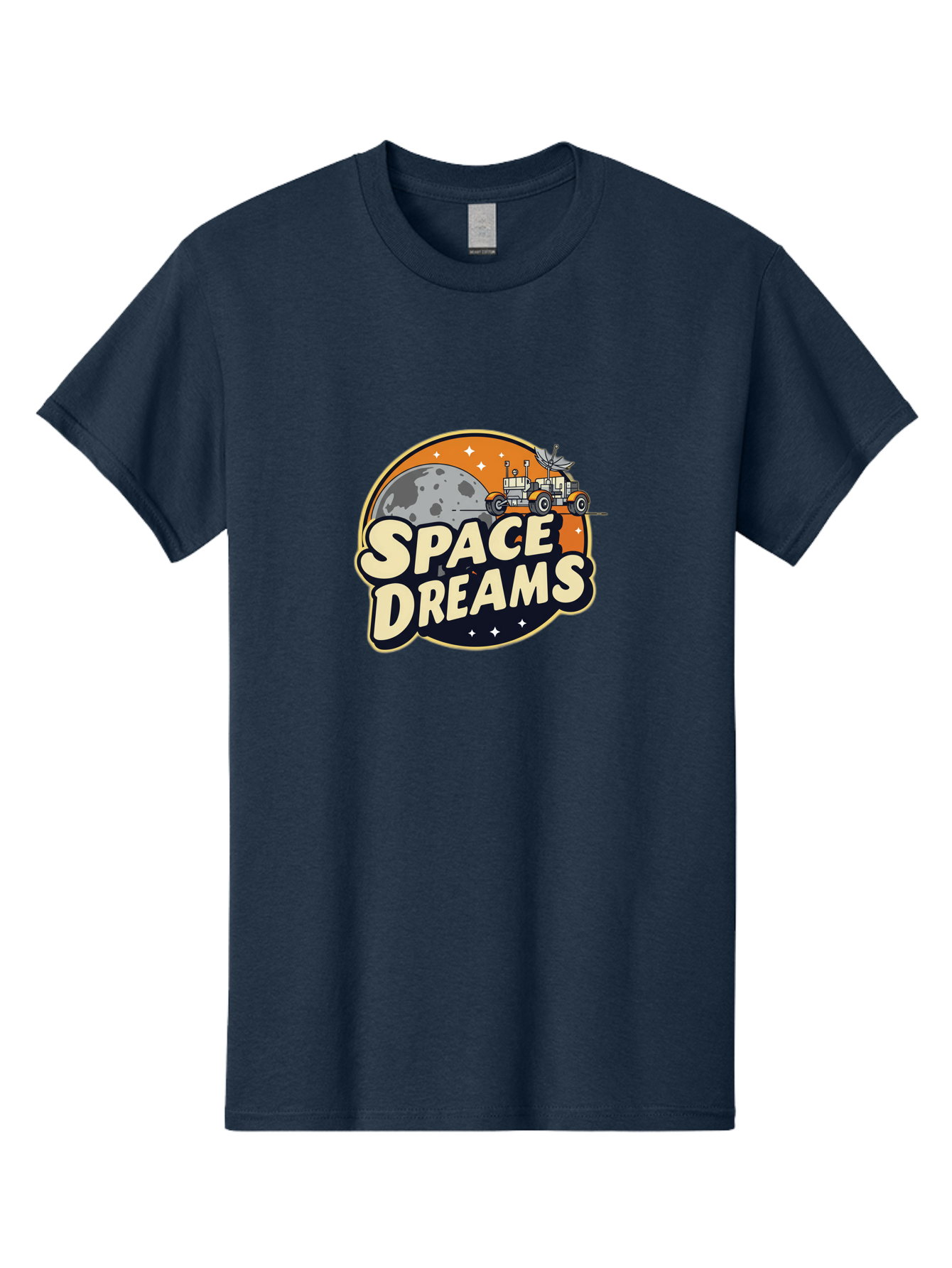 Space-Dreams-2 Men'S Graphic Tee, 100% Cotton, Comfortable Casual Summer Wear, Machine Washable, Vintage-Style Space Truck, Lunar Exploration, Space Travel, Retro-Futuristic Design, Celestial Adventure, Moon Landscape, Tractor In Space, Stars, Bad658