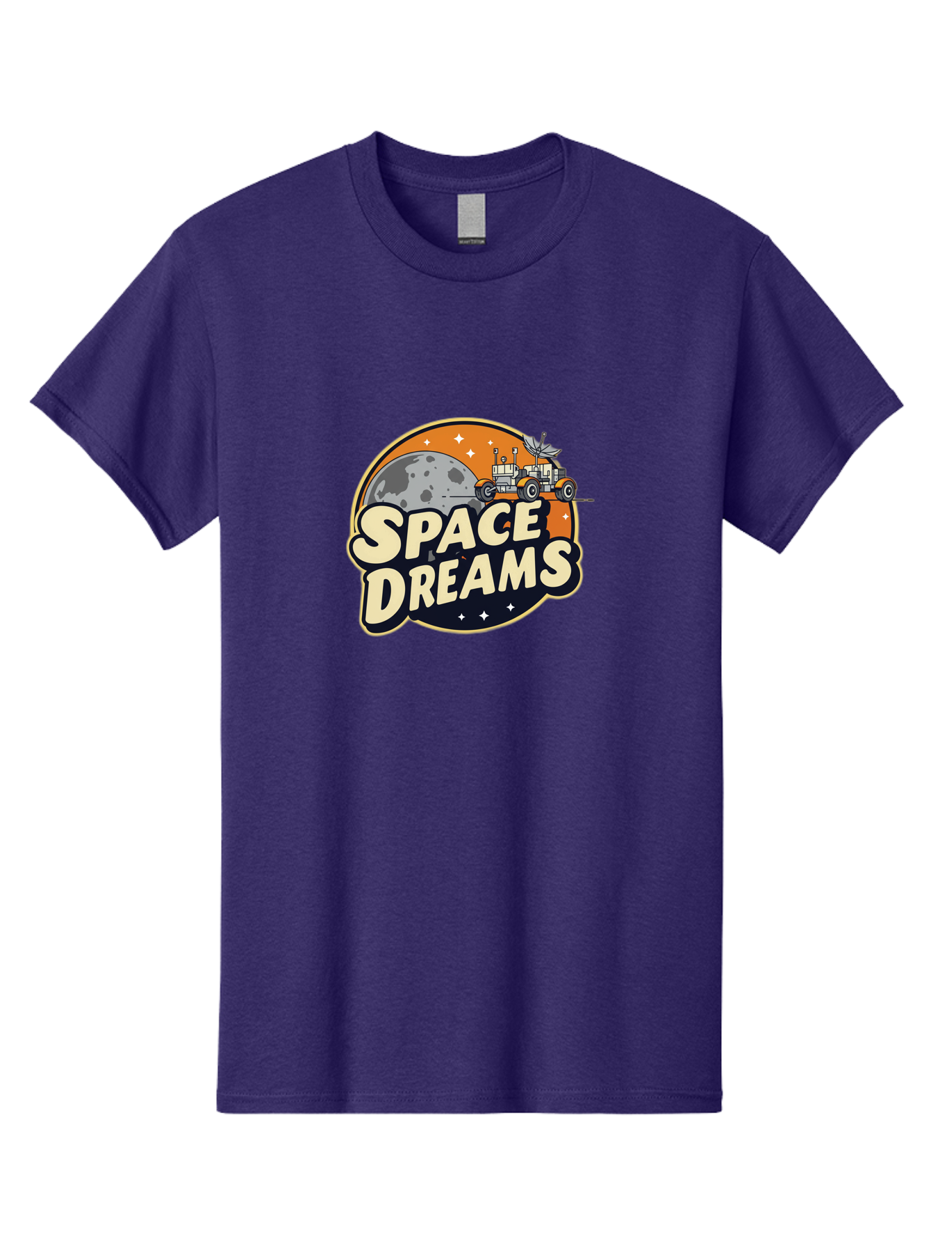 Space-Dreams-2 Men'S Graphic Tee, 100% Cotton, Comfortable Casual Summer Wear, Machine Washable, Vintage-Style Space Truck, Lunar Exploration, Space Travel, Retro-Futuristic Design, Celestial Adventure, Moon Landscape, Tractor In Space, Stars, Bad658