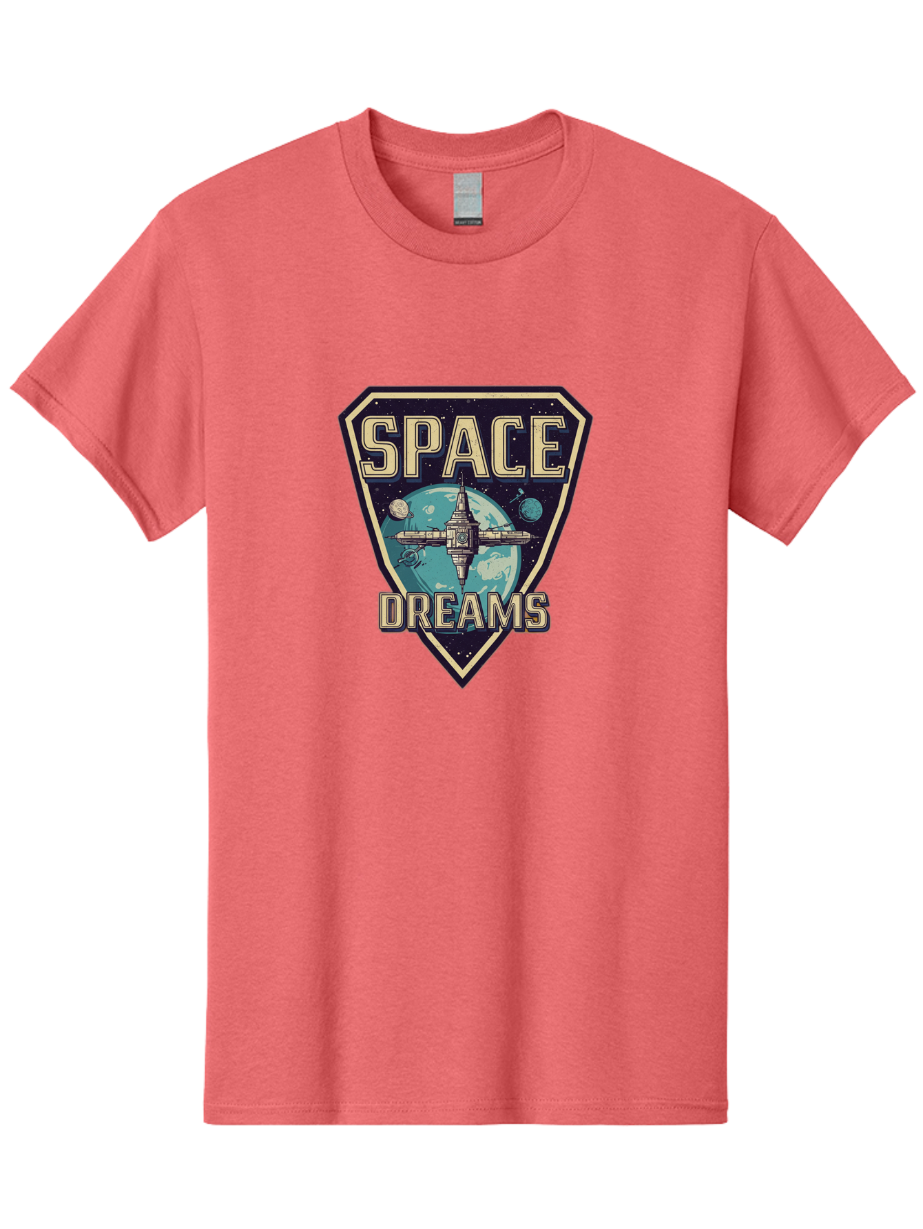 Space-Dreams-7 Men'S Graphic Tee, 100% Cotton, Comfortable Casual Summer Wear, Machine Washable, Space Exploration, Futuristic Design, Sci-Fi Elements, Spaceship Orbiting Earth, Planetary Bodies, Dreams, Space Dreams Bad663