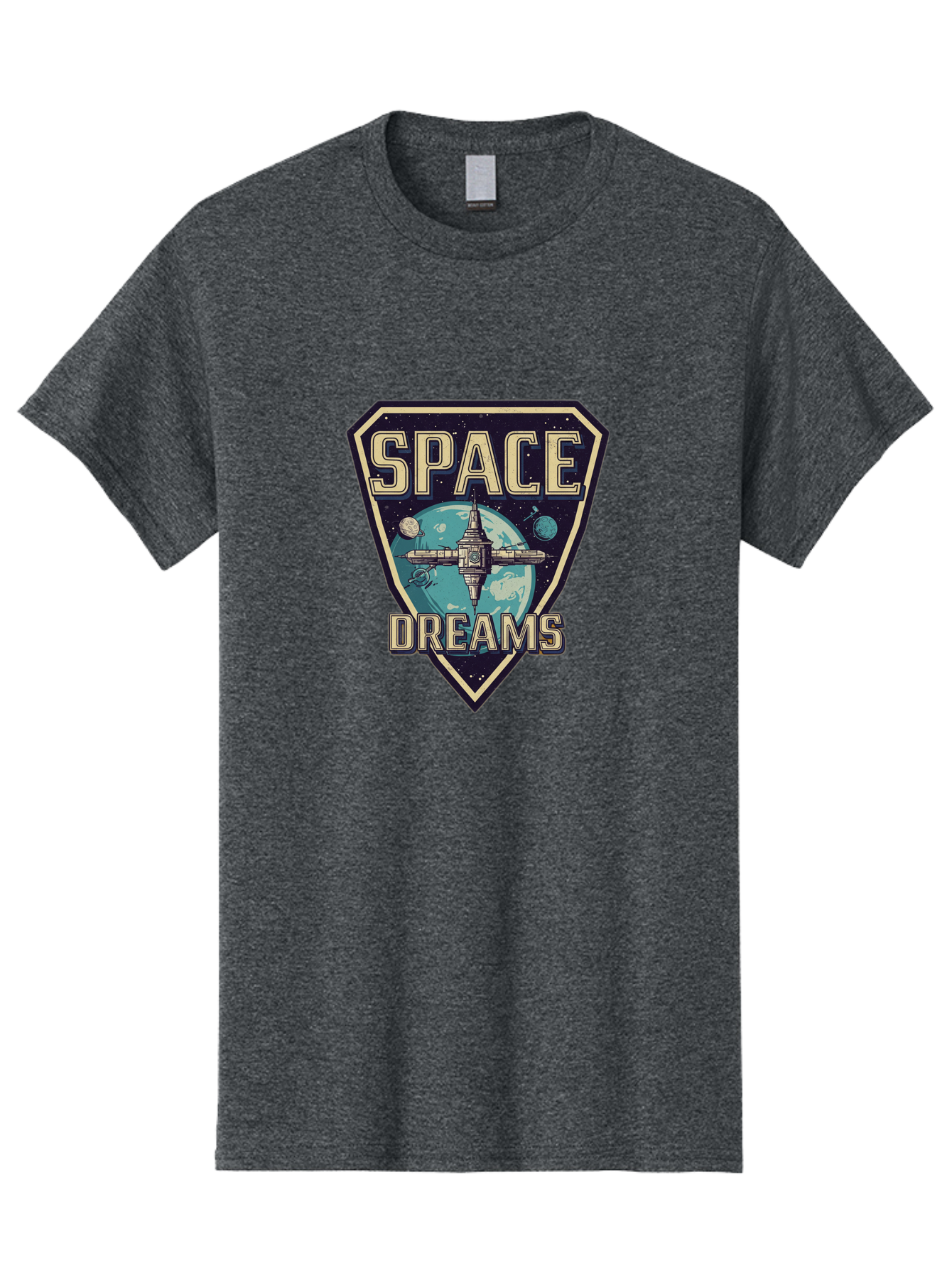 Space-Dreams-7 Men'S Graphic Tee, 100% Cotton, Comfortable Casual Summer Wear, Machine Washable, Space Exploration, Futuristic Design, Sci-Fi Elements, Spaceship Orbiting Earth, Planetary Bodies, Dreams, Space Dreams Bad663