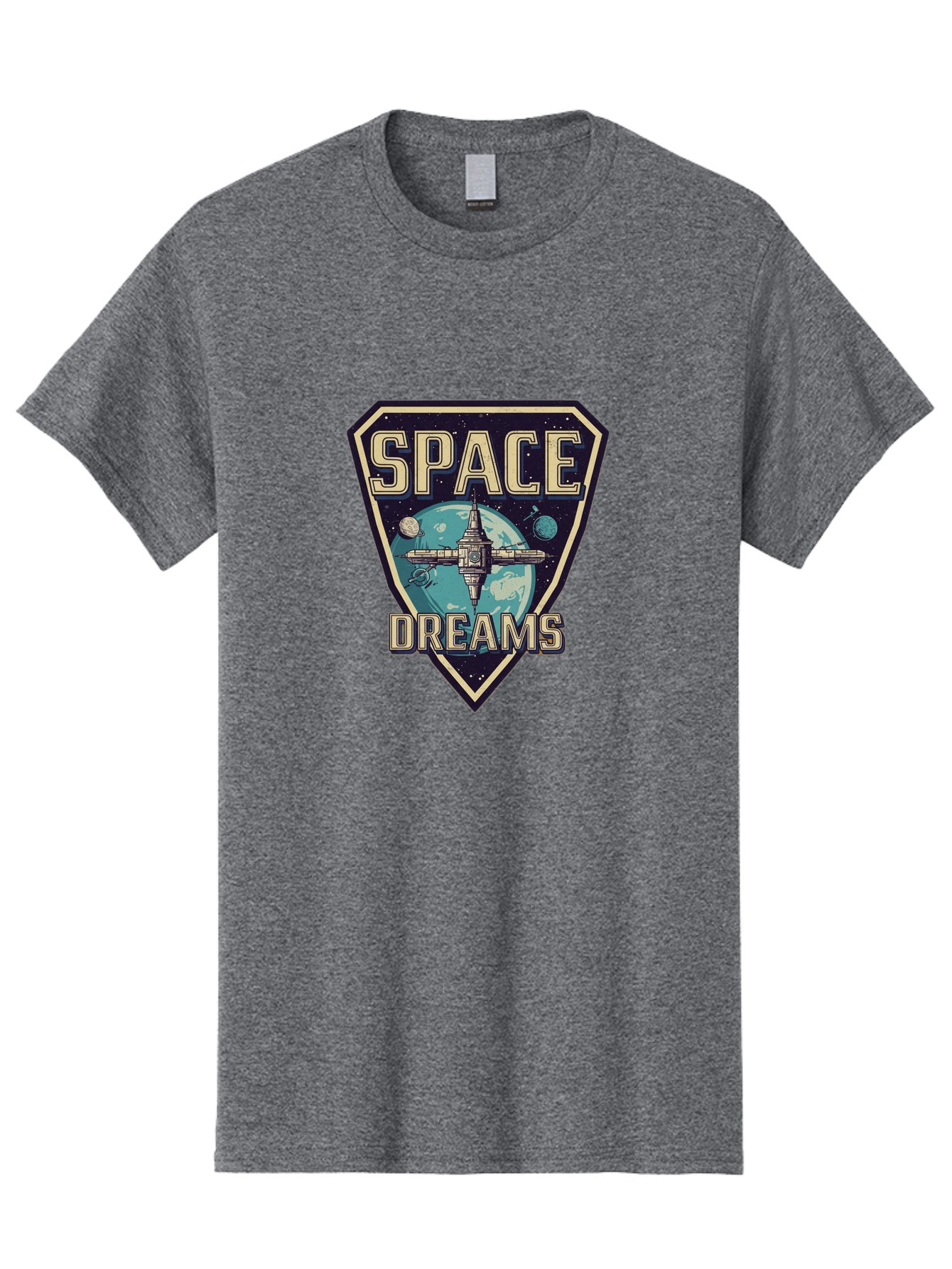 Space-Dreams-7 Men'S Graphic Tee, 100% Cotton, Comfortable Casual Summer Wear, Machine Washable, Space Exploration, Futuristic Design, Sci-Fi Elements, Spaceship Orbiting Earth, Planetary Bodies, Dreams, Space Dreams Bad663