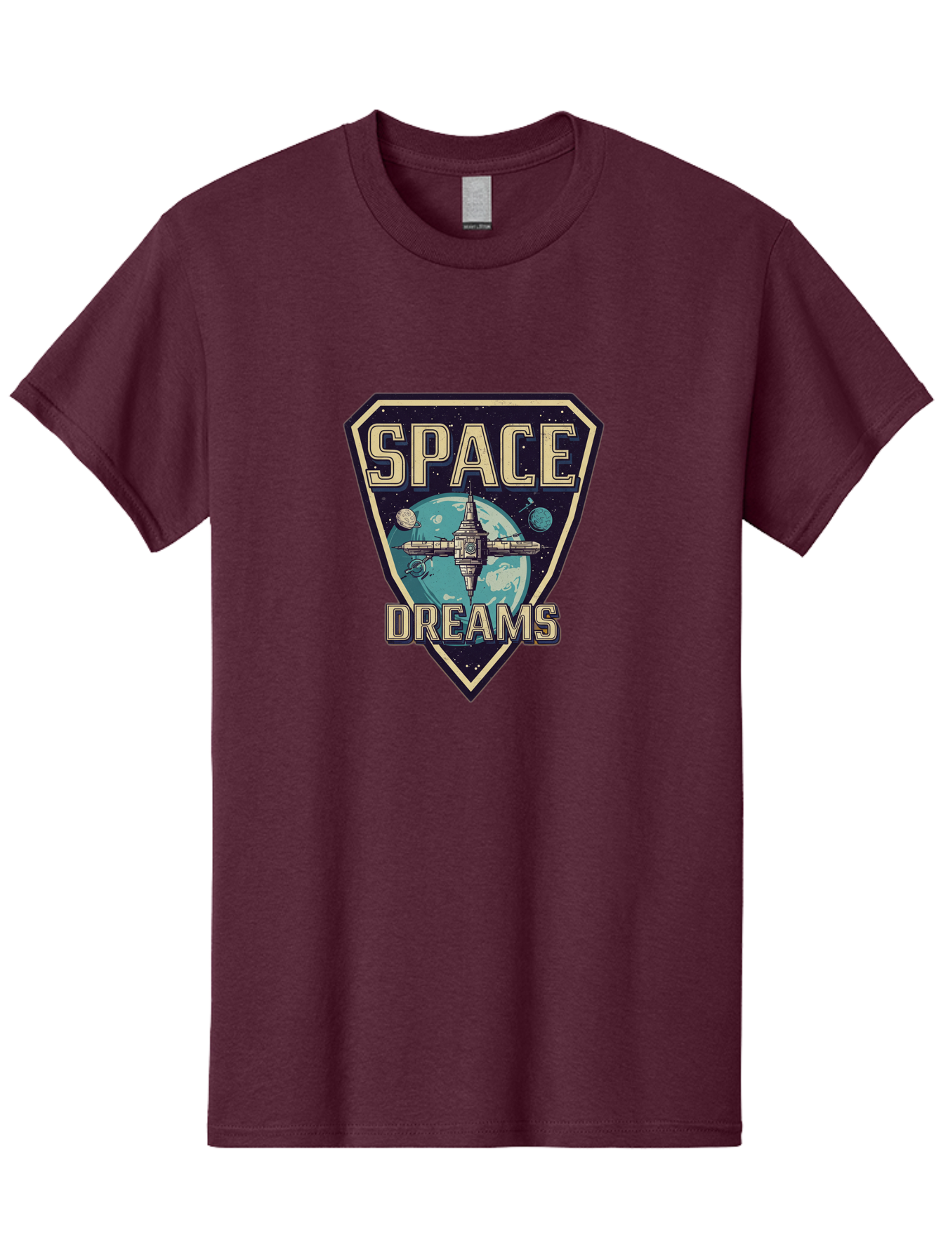 Space-Dreams-7 Men'S Graphic Tee, 100% Cotton, Comfortable Casual Summer Wear, Machine Washable, Space Exploration, Futuristic Design, Sci-Fi Elements, Spaceship Orbiting Earth, Planetary Bodies, Dreams, Space Dreams Bad663