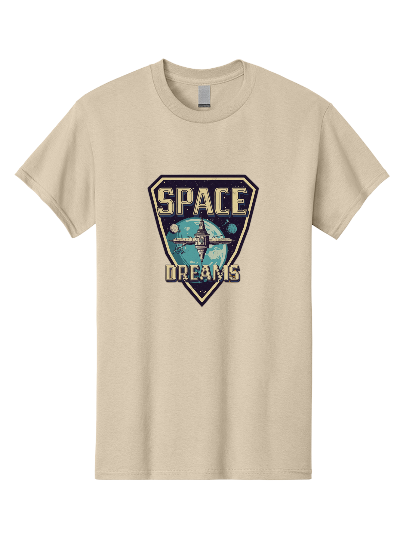 Space-Dreams-7 Men'S Graphic Tee, 100% Cotton, Comfortable Casual Summer Wear, Machine Washable, Space Exploration, Futuristic Design, Sci-Fi Elements, Spaceship Orbiting Earth, Planetary Bodies, Dreams, Space Dreams Bad663
