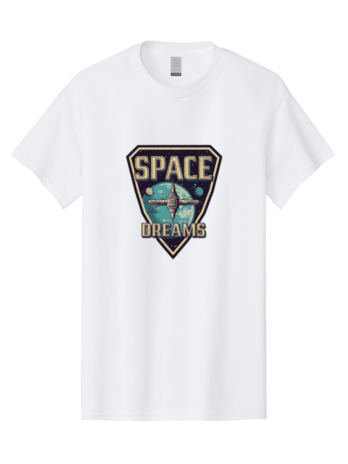 Space-Dreams-7 Men'S Graphic Tee, 100% Cotton, Comfortable Casual Summer Wear, Machine Washable, Space Exploration, Futuristic Design, Sci-Fi Elements, Spaceship Orbiting Earth, Planetary Bodies, Dreams, Space Dreams Bad663