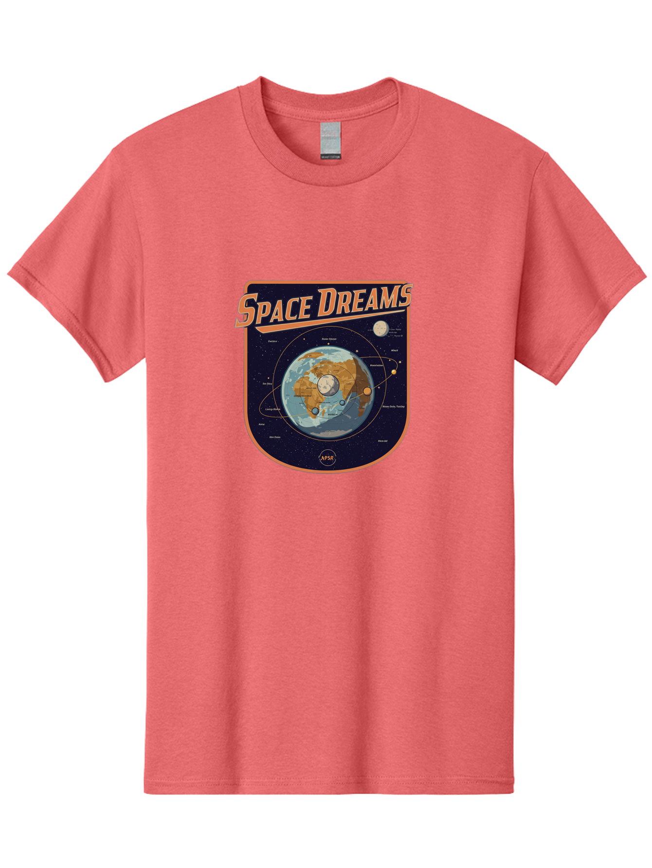 Space-Dreams-8 Men'S Graphic Tee, 100% Cotton, Comfortable Casual Summer Wear, Machine Washable, Space Dreams Poster, Satellite Orbits, Moon Phases, Earth From Space, Celestial Navigation, Astronomy Art, Vintage Style, Retro Futurism, Bad664