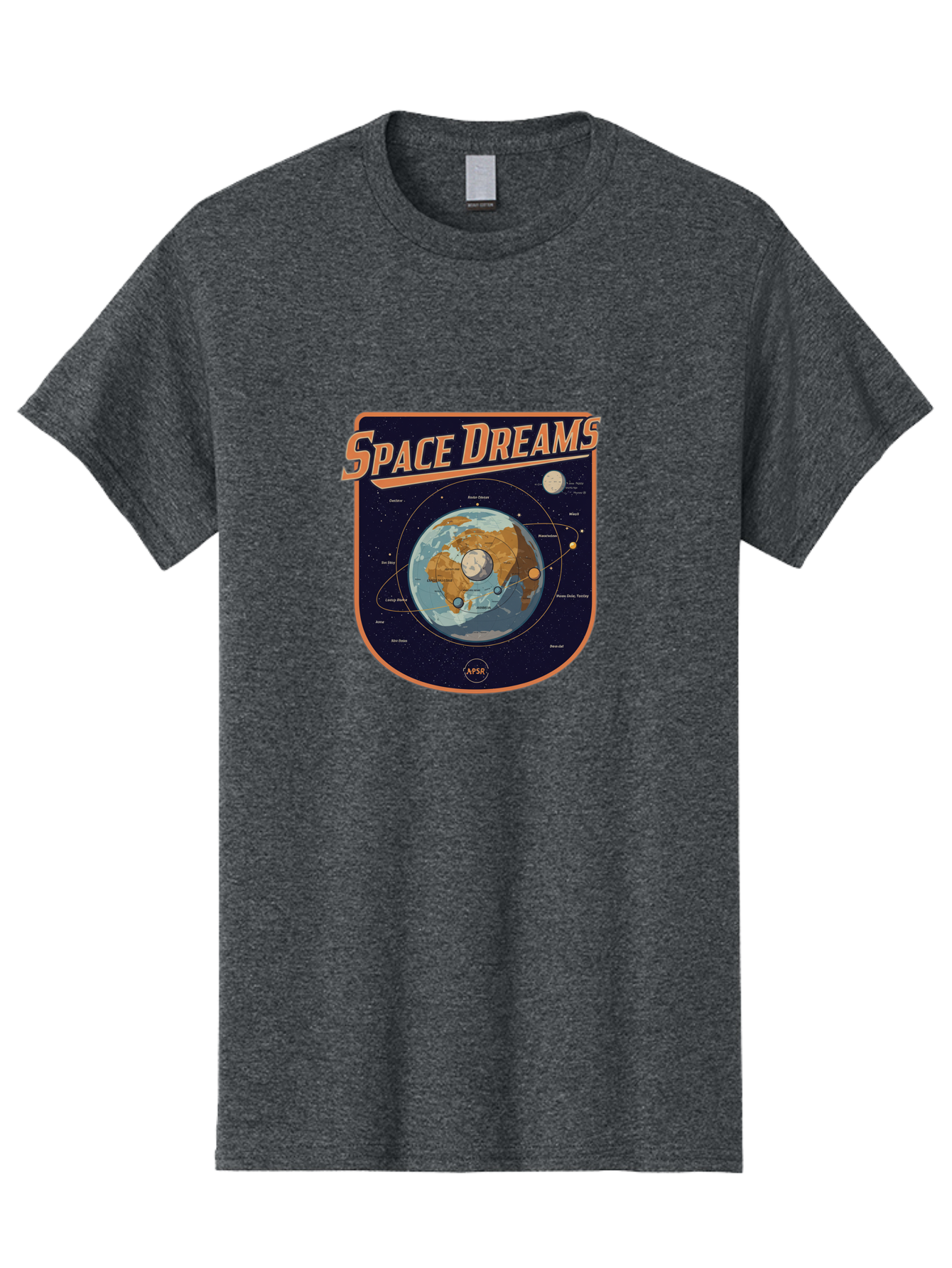 Space-Dreams-8 Men'S Graphic Tee, 100% Cotton, Comfortable Casual Summer Wear, Machine Washable, Space Dreams Poster, Satellite Orbits, Moon Phases, Earth From Space, Celestial Navigation, Astronomy Art, Vintage Style, Retro Futurism, Bad664