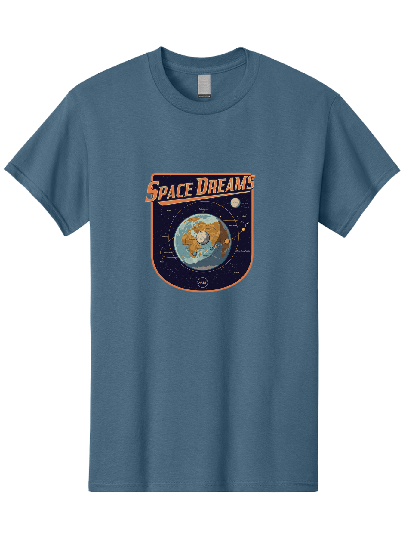 Space-Dreams-8 Men'S Graphic Tee, 100% Cotton, Comfortable Casual Summer Wear, Machine Washable, Space Dreams Poster, Satellite Orbits, Moon Phases, Earth From Space, Celestial Navigation, Astronomy Art, Vintage Style, Retro Futurism, Bad664