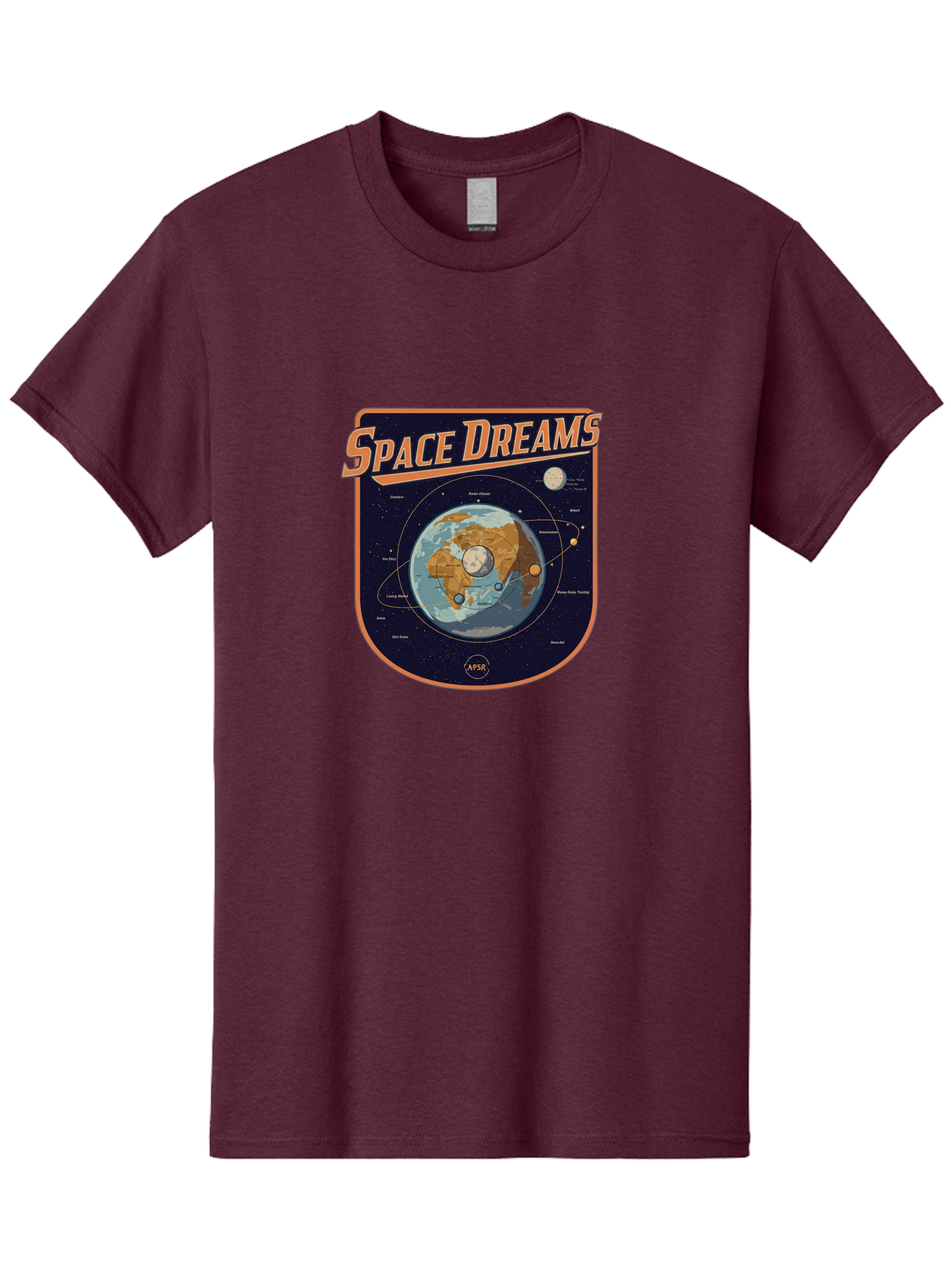 Space-Dreams-8 Men'S Graphic Tee, 100% Cotton, Comfortable Casual Summer Wear, Machine Washable, Space Dreams Poster, Satellite Orbits, Moon Phases, Earth From Space, Celestial Navigation, Astronomy Art, Vintage Style, Retro Futurism, Bad664