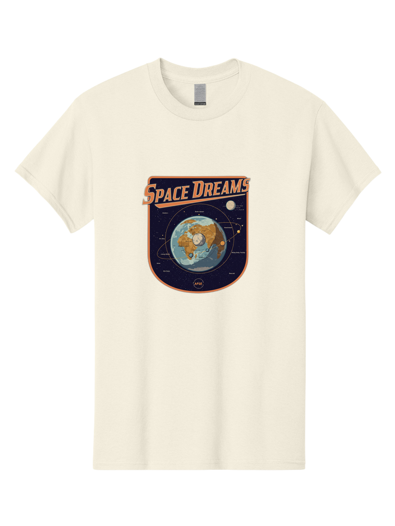 Space-Dreams-8 Men'S Graphic Tee, 100% Cotton, Comfortable Casual Summer Wear, Machine Washable, Space Dreams Poster, Satellite Orbits, Moon Phases, Earth From Space, Celestial Navigation, Astronomy Art, Vintage Style, Retro Futurism, Bad664