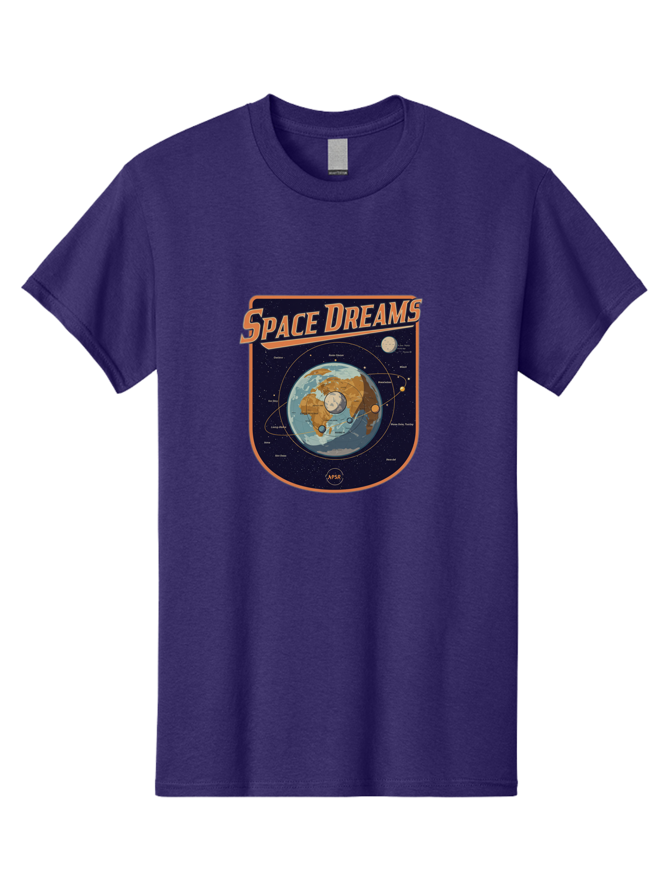 Space-Dreams-8 Men'S Graphic Tee, 100% Cotton, Comfortable Casual Summer Wear, Machine Washable, Space Dreams Poster, Satellite Orbits, Moon Phases, Earth From Space, Celestial Navigation, Astronomy Art, Vintage Style, Retro Futurism, Bad664