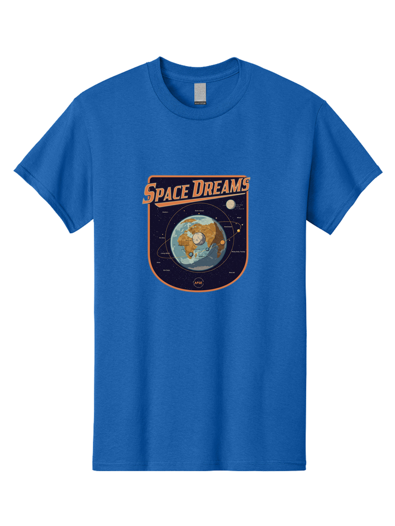 Space-Dreams-8 Men'S Graphic Tee, 100% Cotton, Comfortable Casual Summer Wear, Machine Washable, Space Dreams Poster, Satellite Orbits, Moon Phases, Earth From Space, Celestial Navigation, Astronomy Art, Vintage Style, Retro Futurism, Bad664