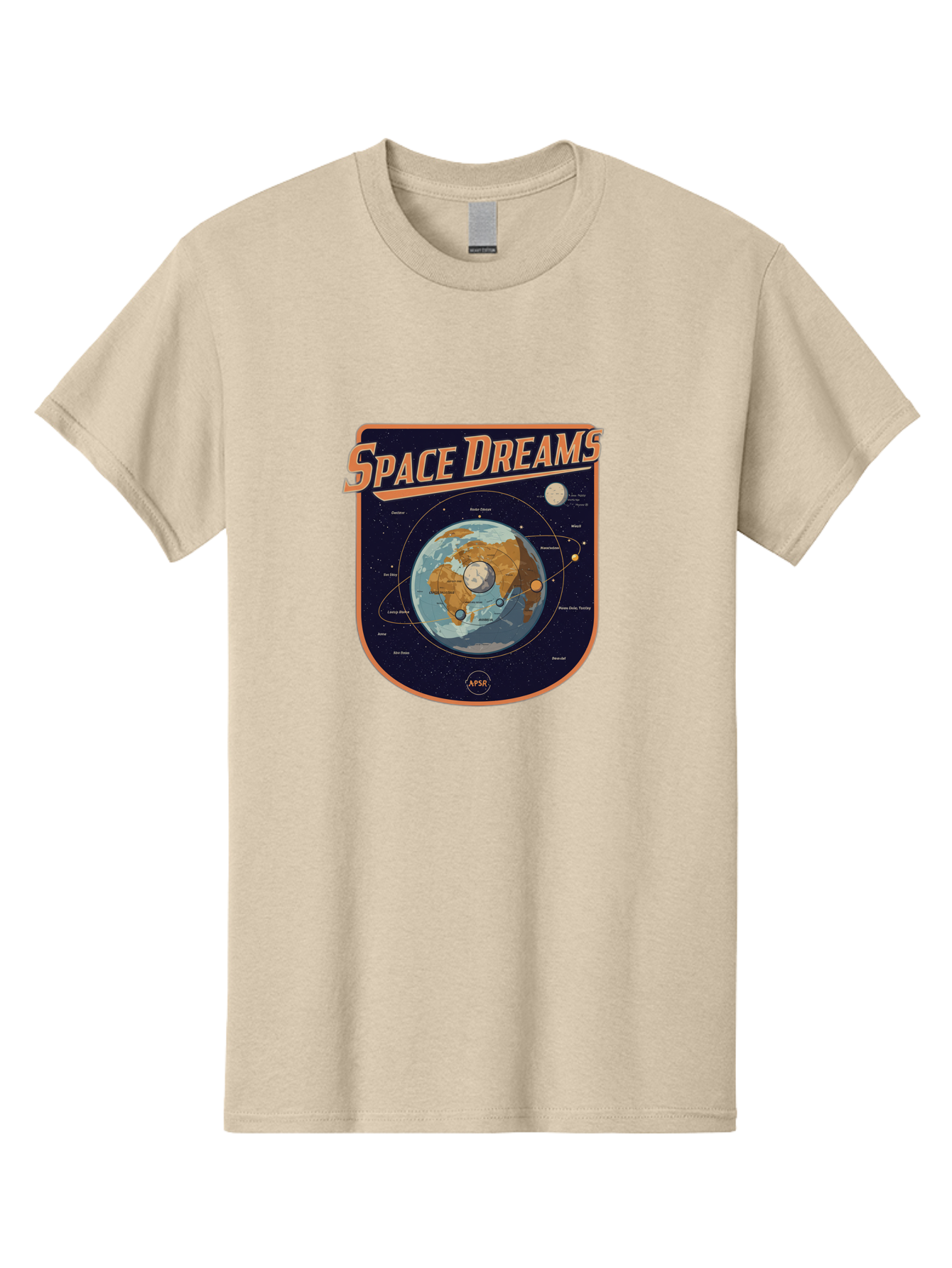 Space-Dreams-8 Men'S Graphic Tee, 100% Cotton, Comfortable Casual Summer Wear, Machine Washable, Space Dreams Poster, Satellite Orbits, Moon Phases, Earth From Space, Celestial Navigation, Astronomy Art, Vintage Style, Retro Futurism, Bad664
