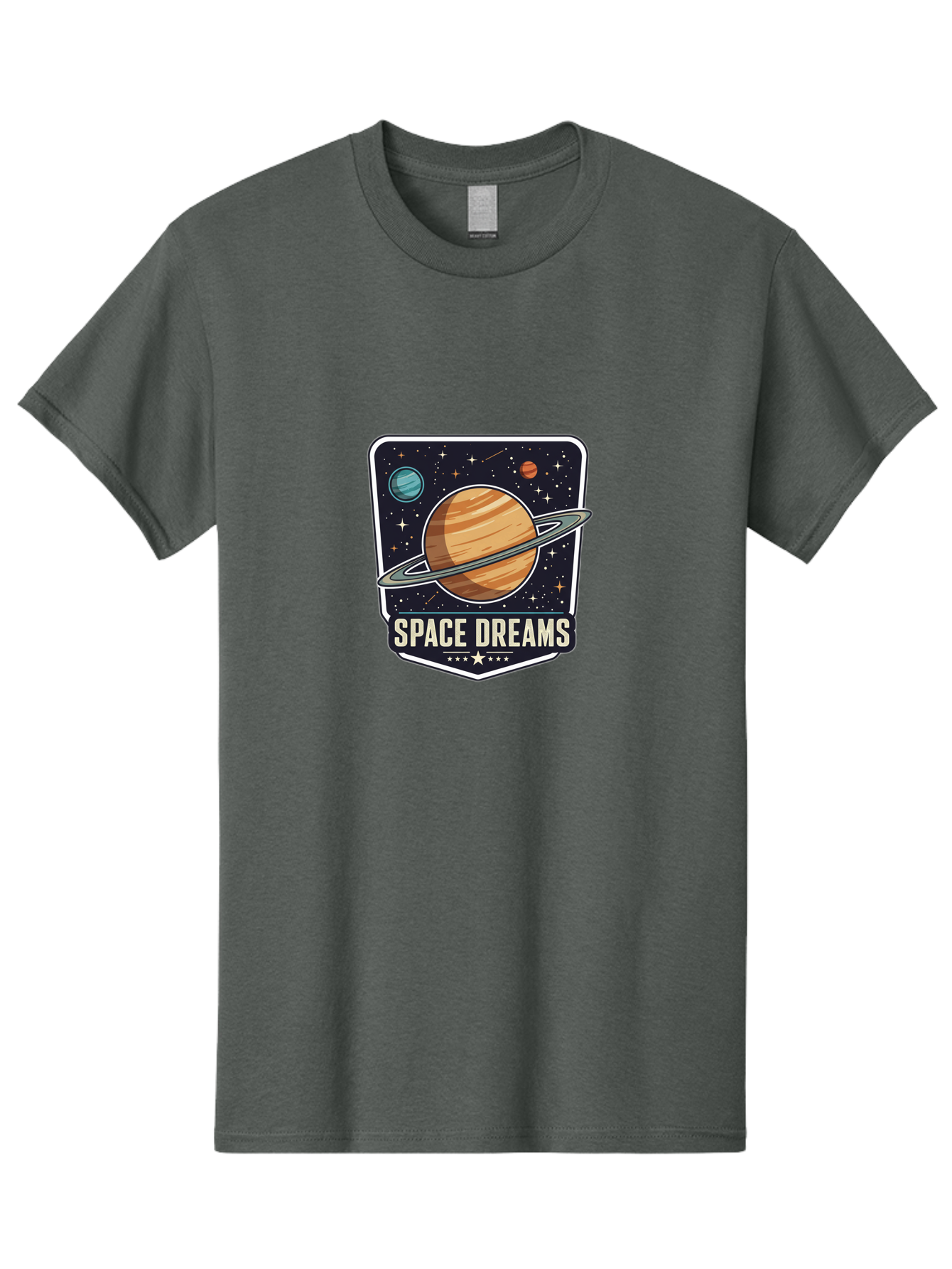 Space-Dreams Men'S Graphic Tee, 100% Cotton, Comfortable Casual Summer Wear, Machine Washable, Saturn Planet, Ringed Planet, Space Logo, Celestial Design, Astronomy, Planetary System, Stars, Cosmic Landscape, Science Fiction Bad665