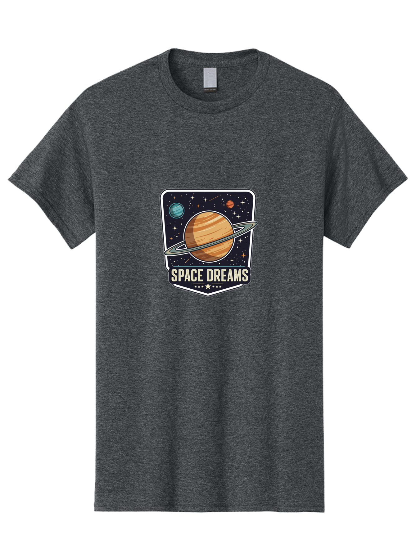 Space-Dreams Men'S Graphic Tee, 100% Cotton, Comfortable Casual Summer Wear, Machine Washable, Saturn Planet, Ringed Planet, Space Logo, Celestial Design, Astronomy, Planetary System, Stars, Cosmic Landscape, Science Fiction Bad665
