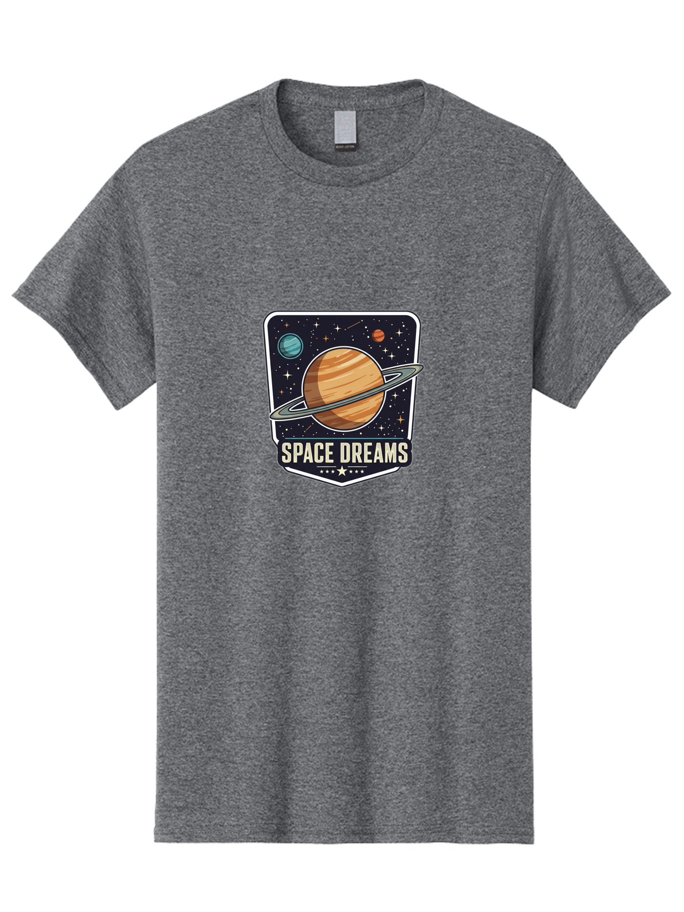 Space-Dreams Men'S Graphic Tee, 100% Cotton, Comfortable Casual Summer Wear, Machine Washable, Saturn Planet, Ringed Planet, Space Logo, Celestial Design, Astronomy, Planetary System, Stars, Cosmic Landscape, Science Fiction Bad665