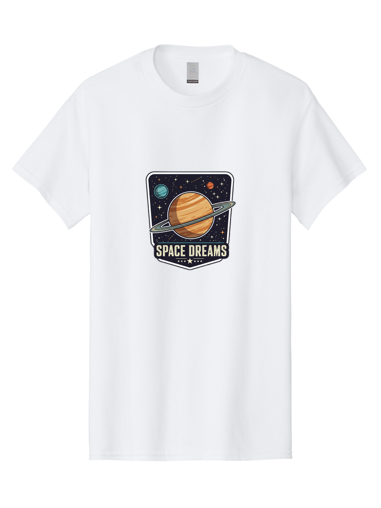 Space-Dreams Men'S Graphic Tee, 100% Cotton, Comfortable Casual Summer Wear, Machine Washable, Saturn Planet, Ringed Planet, Space Logo, Celestial Design, Astronomy, Planetary System, Stars, Cosmic Landscape, Science Fiction Bad665