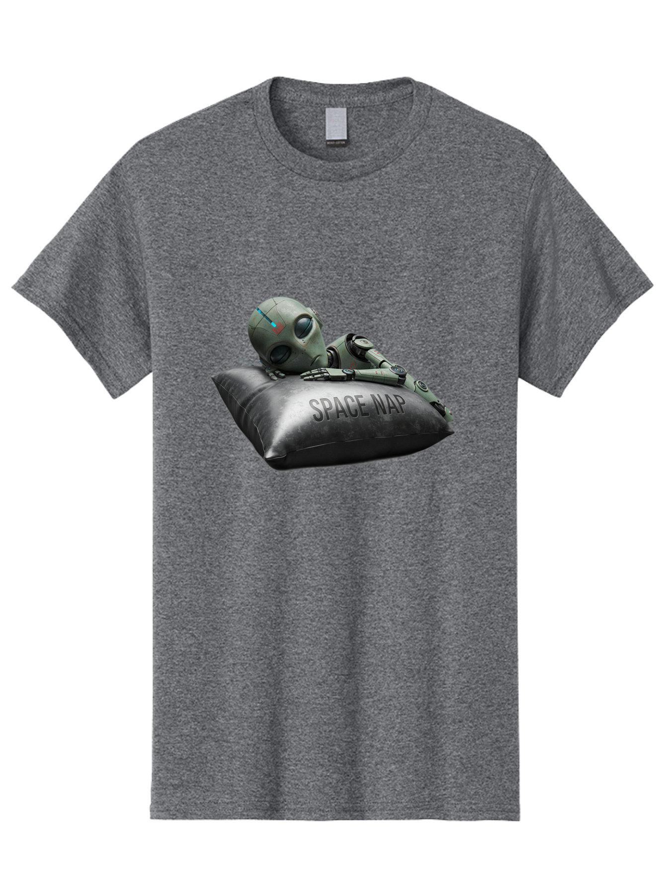 Space-Nap-1 Men'S Graphic Tee, 100% Cotton, Comfortable Casual Summer Wear, Machine Washable, Robot Sleeping, Space Nap, Futuristic Design, Metallic Surface, Robotic Relaxation, Digital Art, Sleeping Robot, Sci-Fi Concept, Futuristic Rest, Bad666